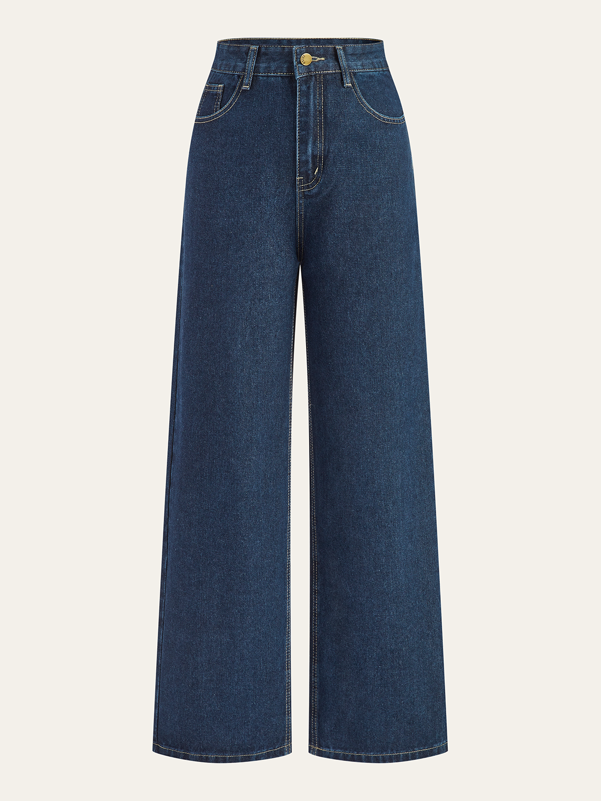 Mid-Waisted Wide-Leg Denim Pants-Chicvia