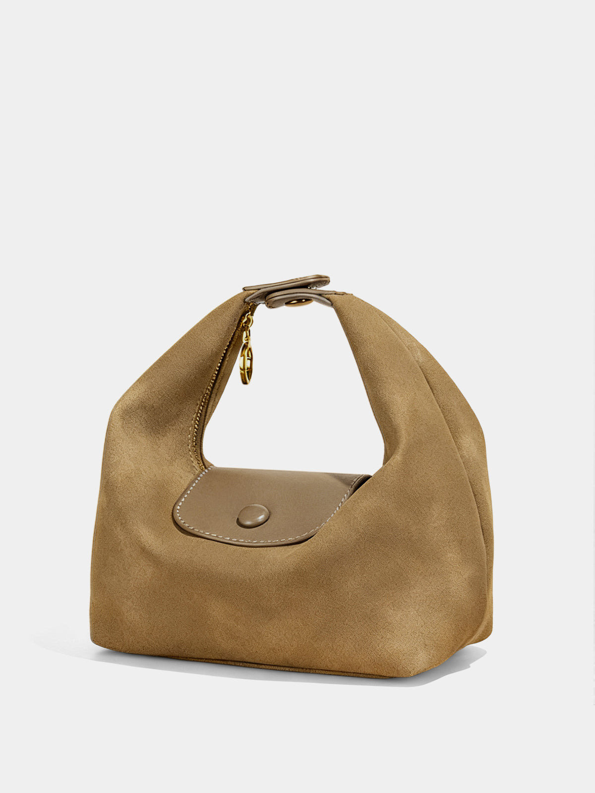 Faux Suede Flap Hobo Bag-Chicvia