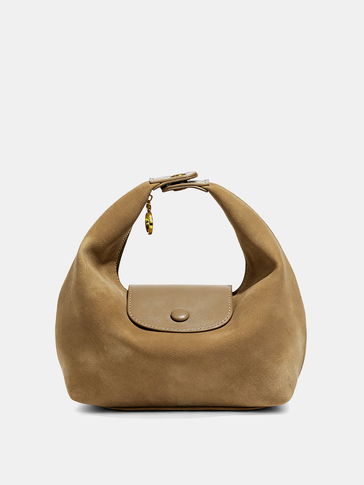 Faux Suede Flap Hobo Bag-Chicvia