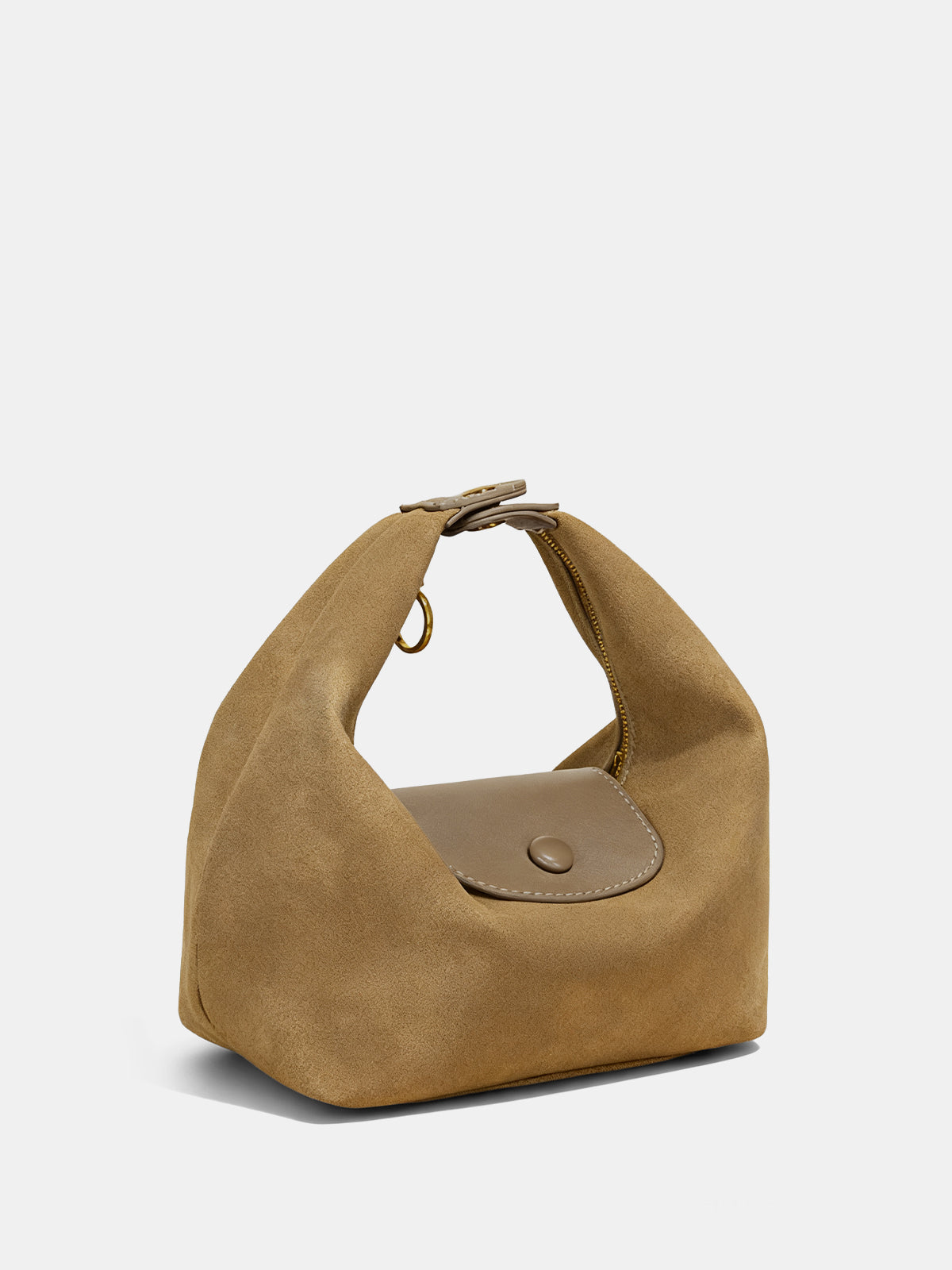 Faux Suede Flap Hobo Bag-Chicvia