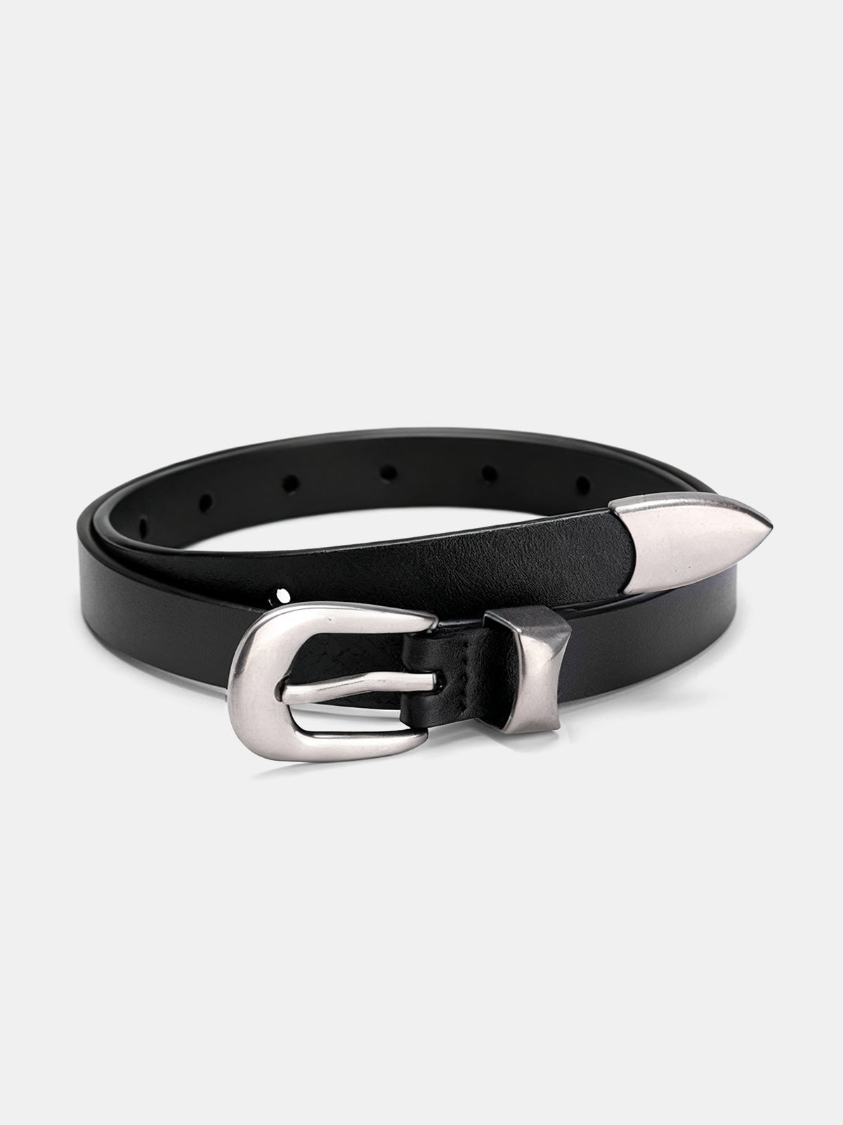 Pointed Tip Detail PU Leather Belt-Chicvia