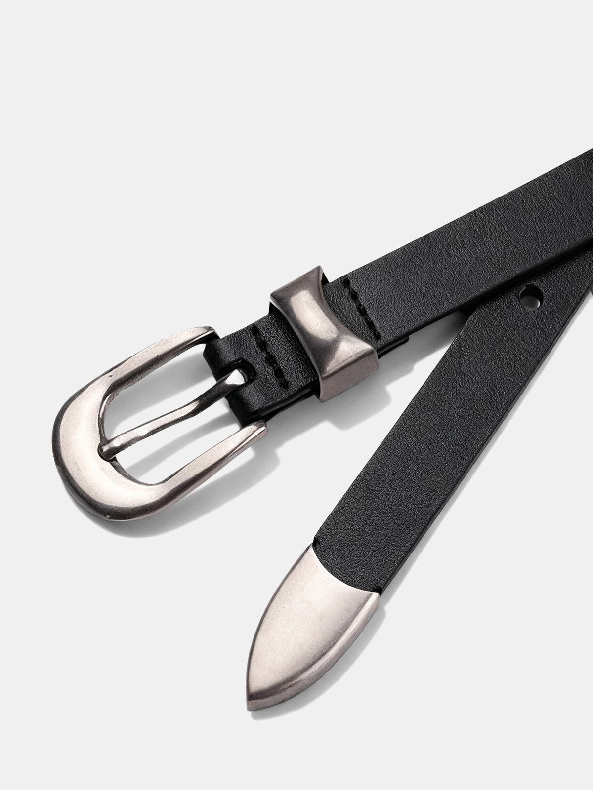 Pointed Tip Detail PU Leather Belt-Chicvia