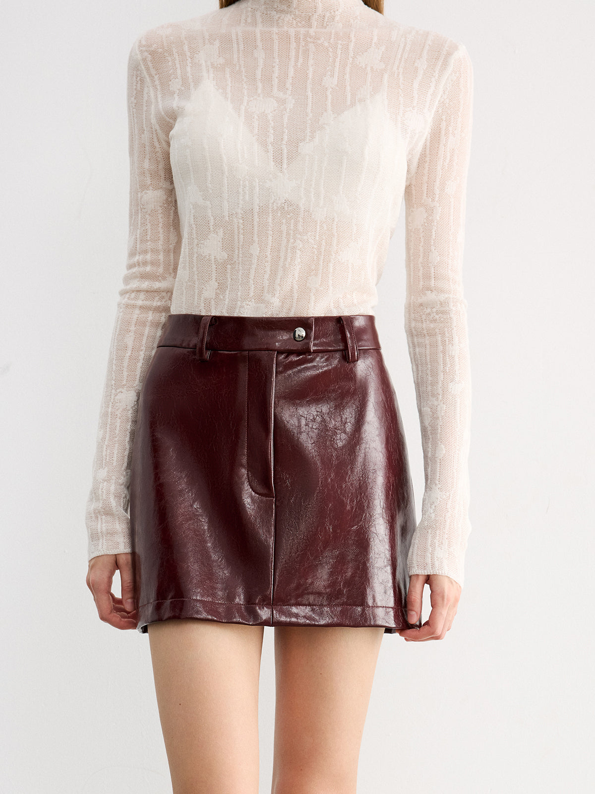 Faux Leather Mini Skirt-Chicvia