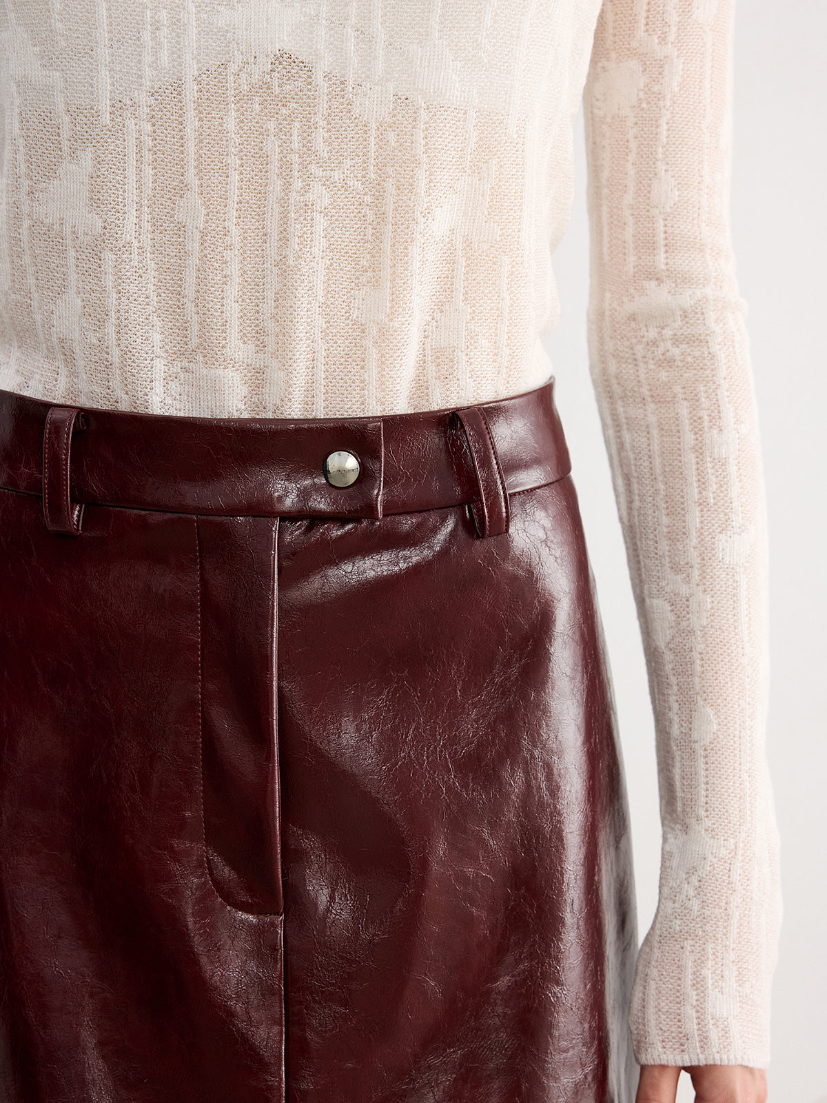 Faux Leather Mini Skirt-Chicvia