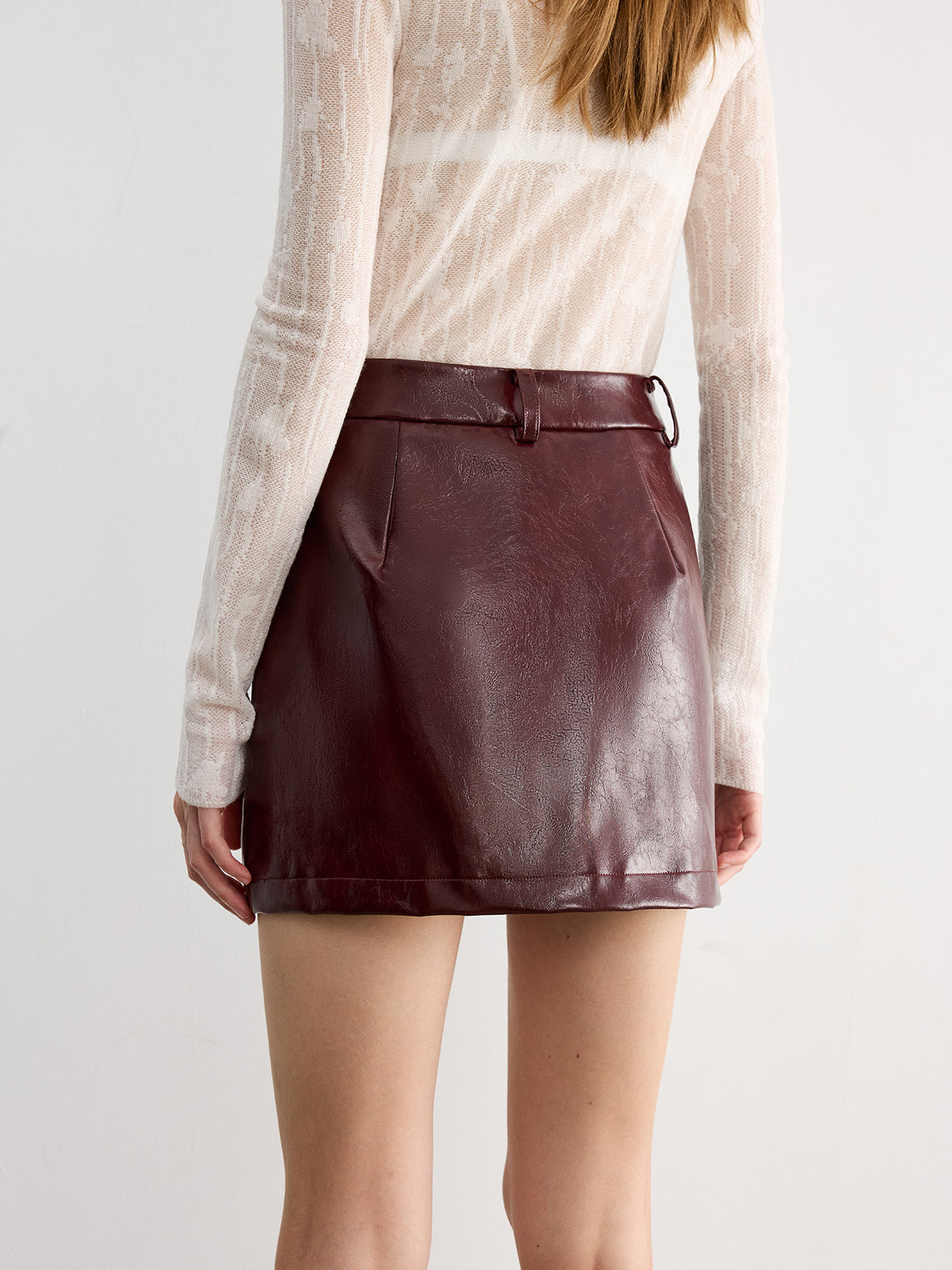 Faux Leather Mini Skirt-Chicvia