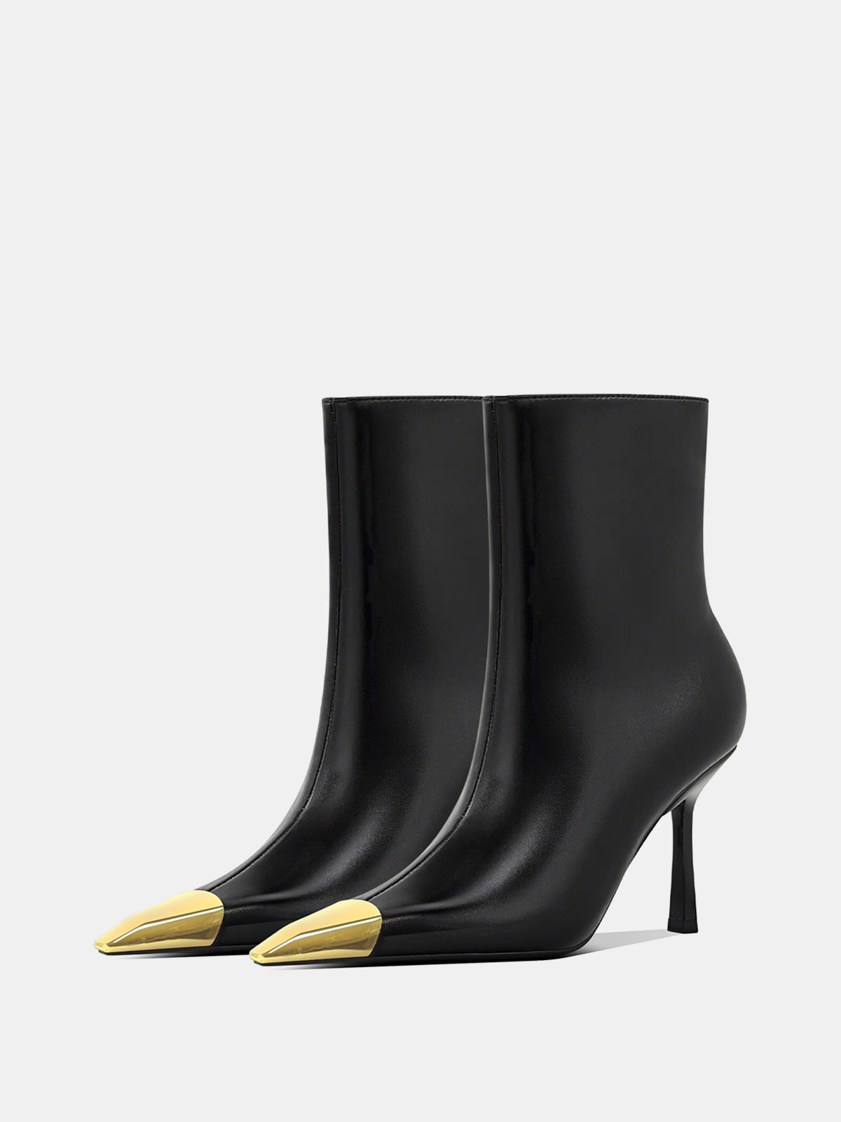 Golden Pointed Toe Ankle Boots-Chicvia