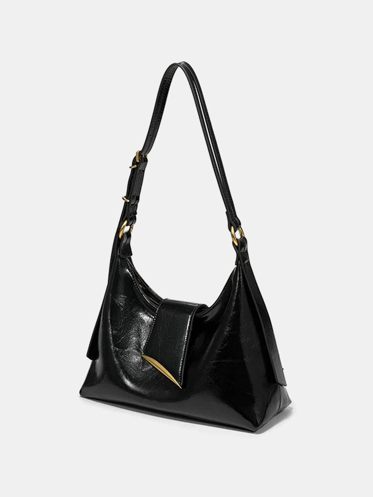 Golden Accent PU Leather Shoulder Bag-Chicvia
