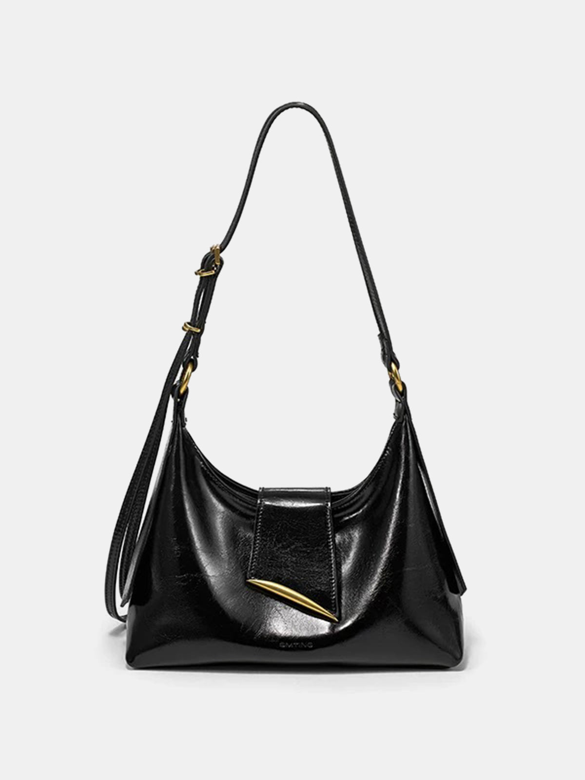 Golden Accent PU Leather Shoulder Bag-Chicvia