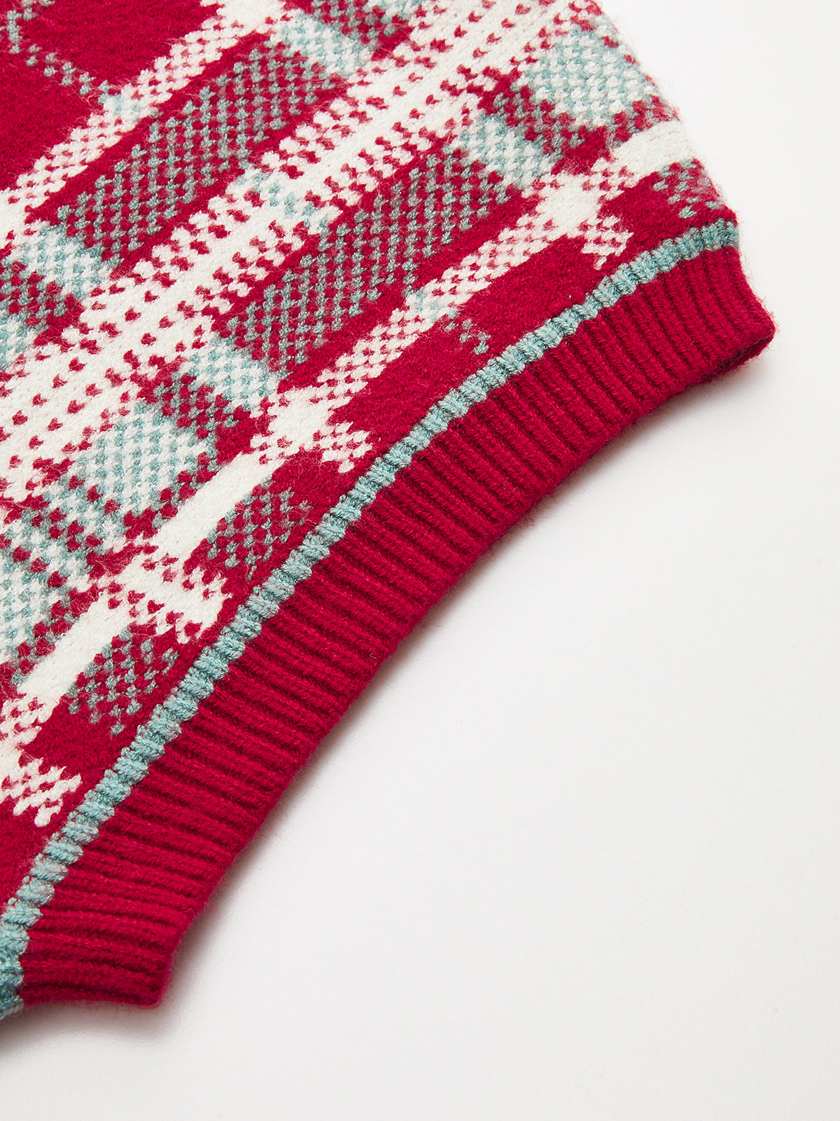 Cap Sleeve Plaid Knit Vest-Chicvia