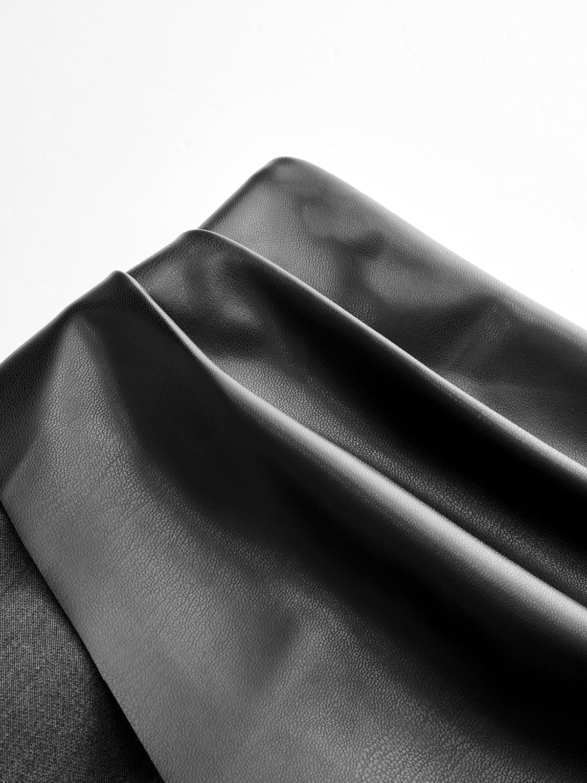 Faux Leather Paneled Slit Midi Skirt-Chicvia