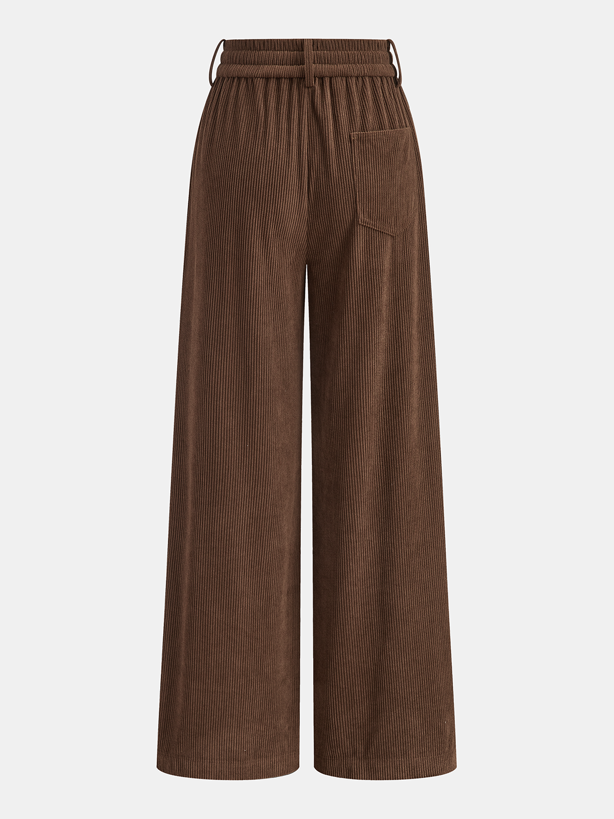 Mid-Waist Corduroy Wide-Leg Drawstring Pants-Chicvia