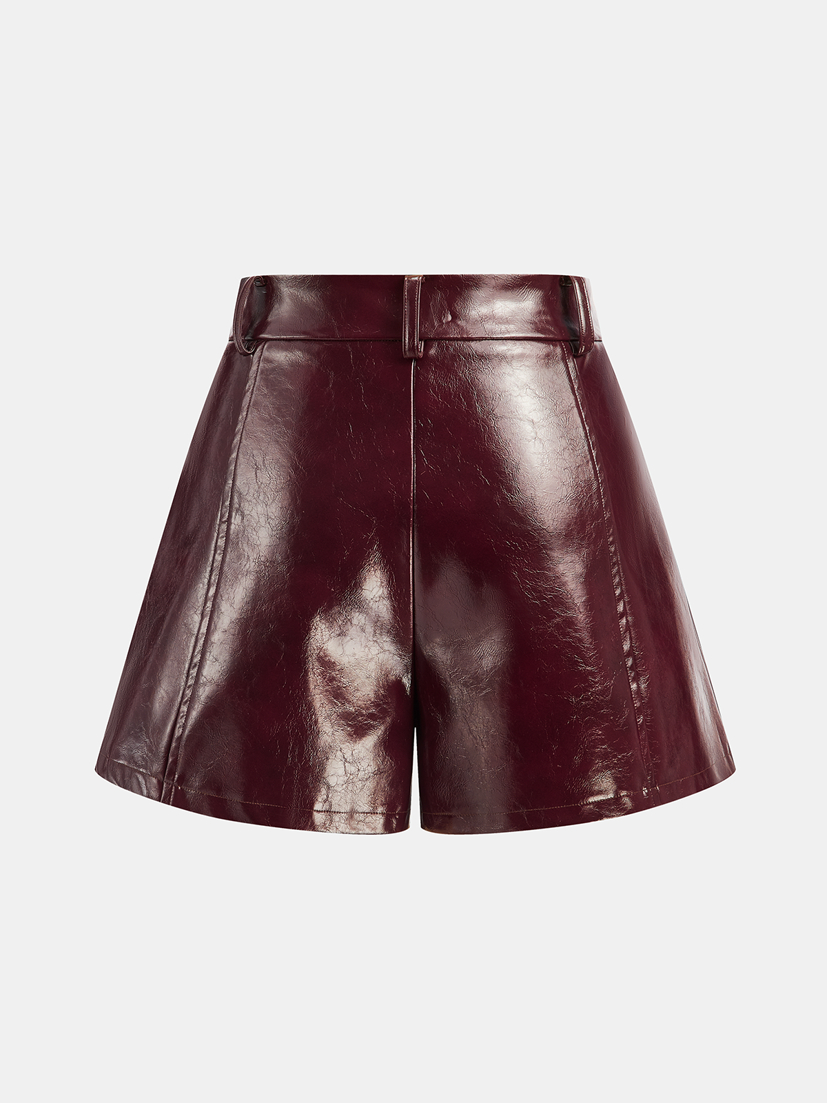 Faux Leather A-Line Shorts-Chicvia