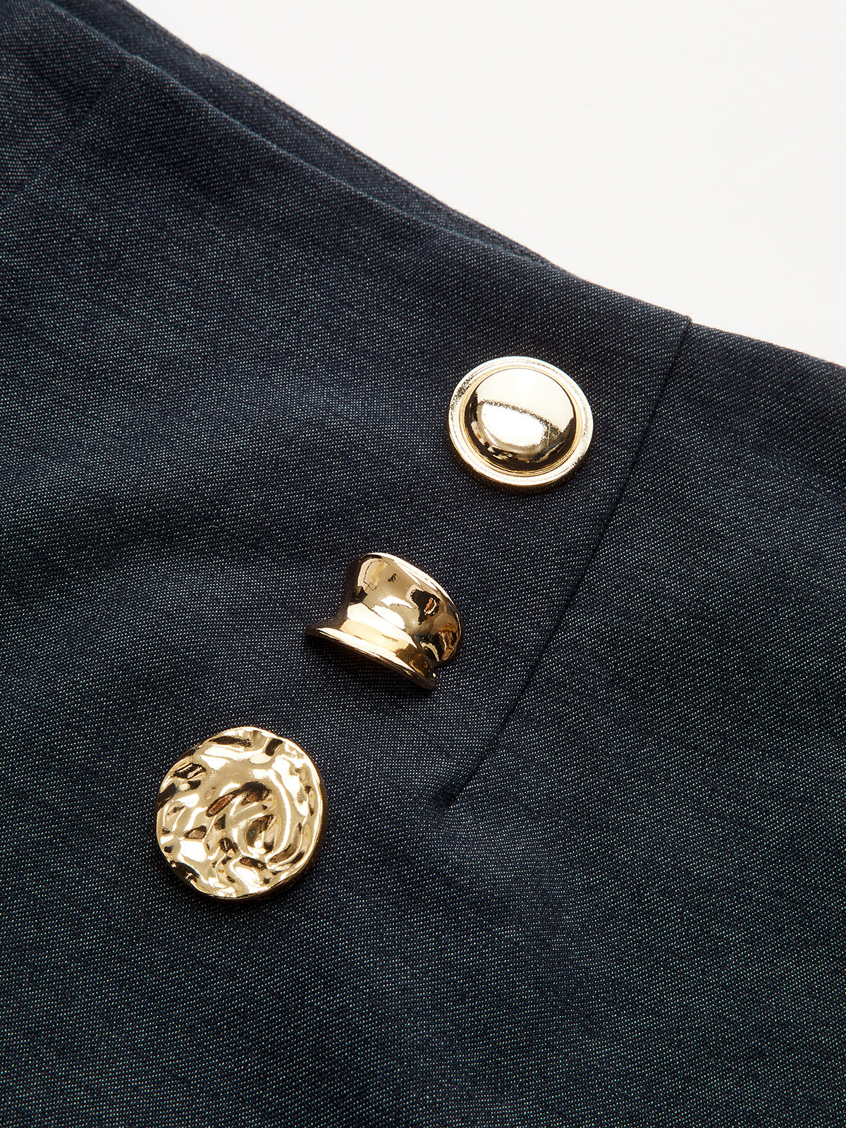 Metal Detail Mid-Waist Cuffed pants-Chicvia