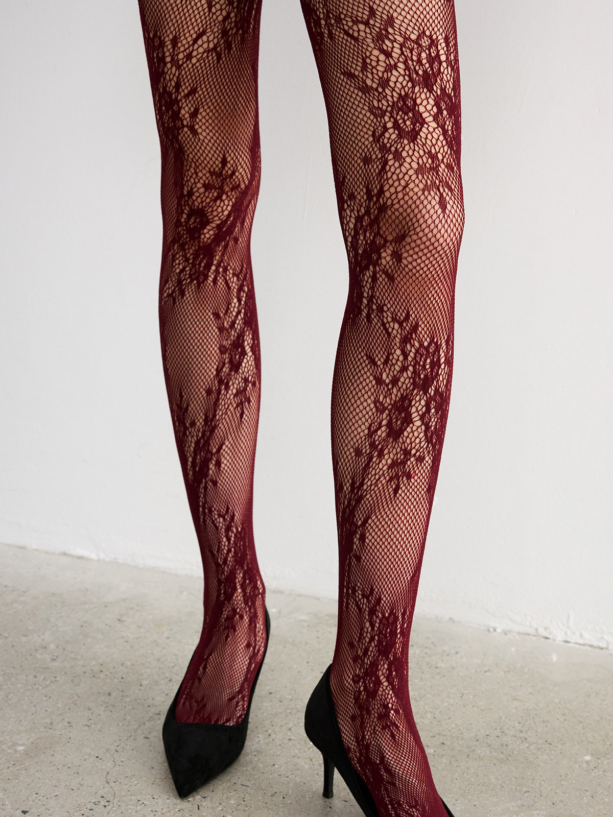 Floral Lace Fishnet Tights-Chicvia