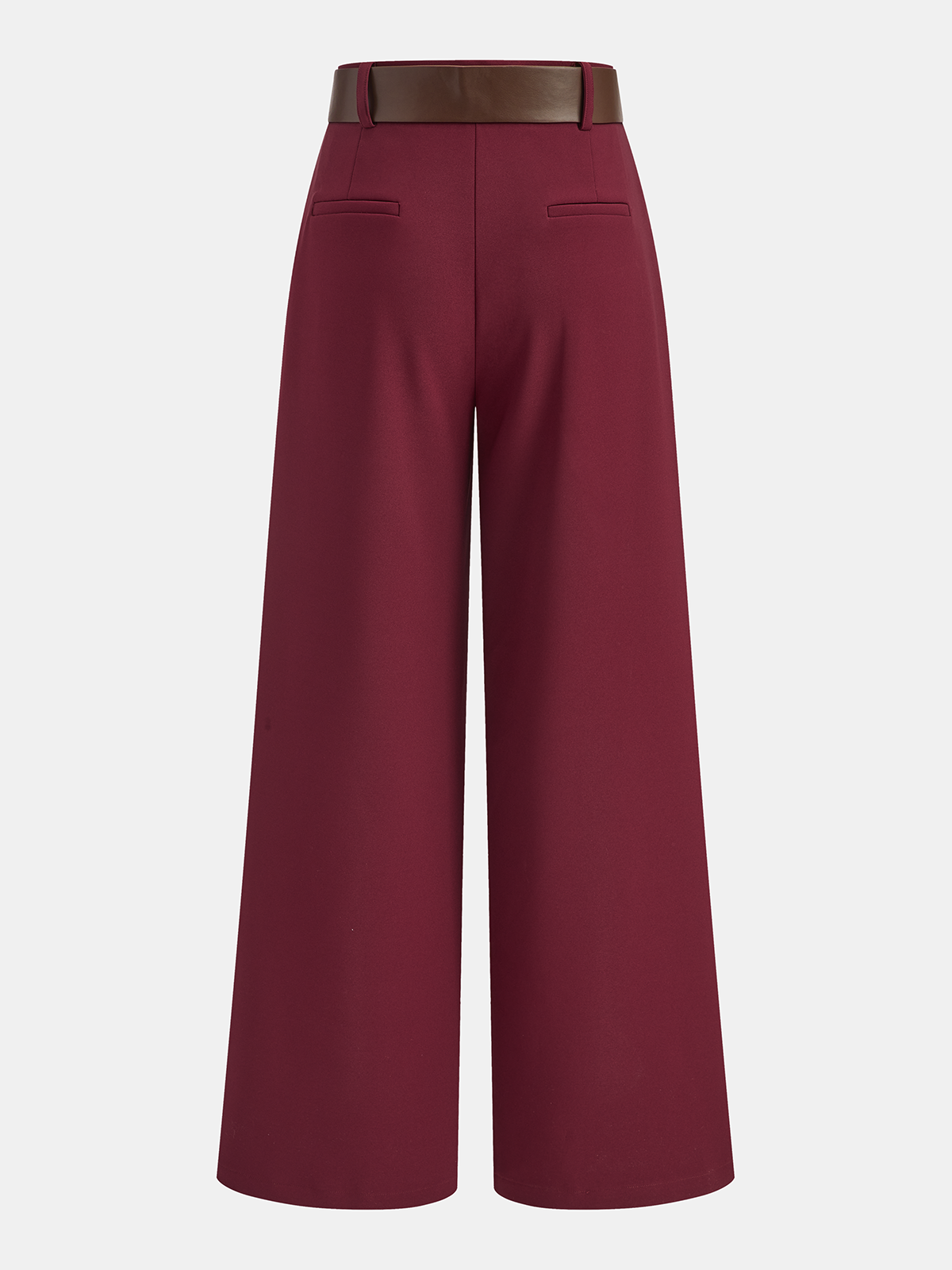 Belted Mid-Waist Wide-Leg Casual Pants-Chicvia