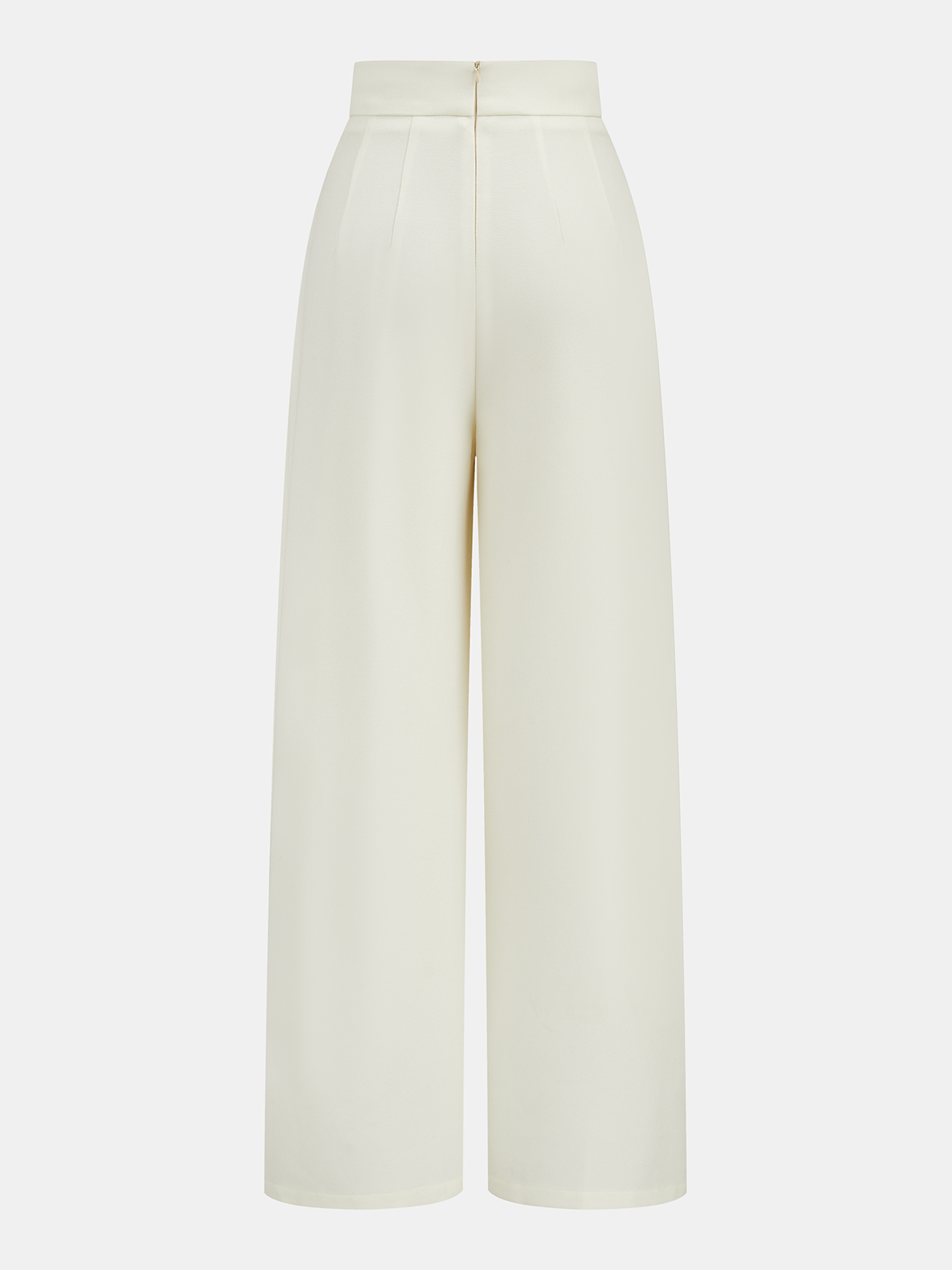 Mid-Waist Asymmetric Metal Detail Wide-Leg Pants-Chicvia