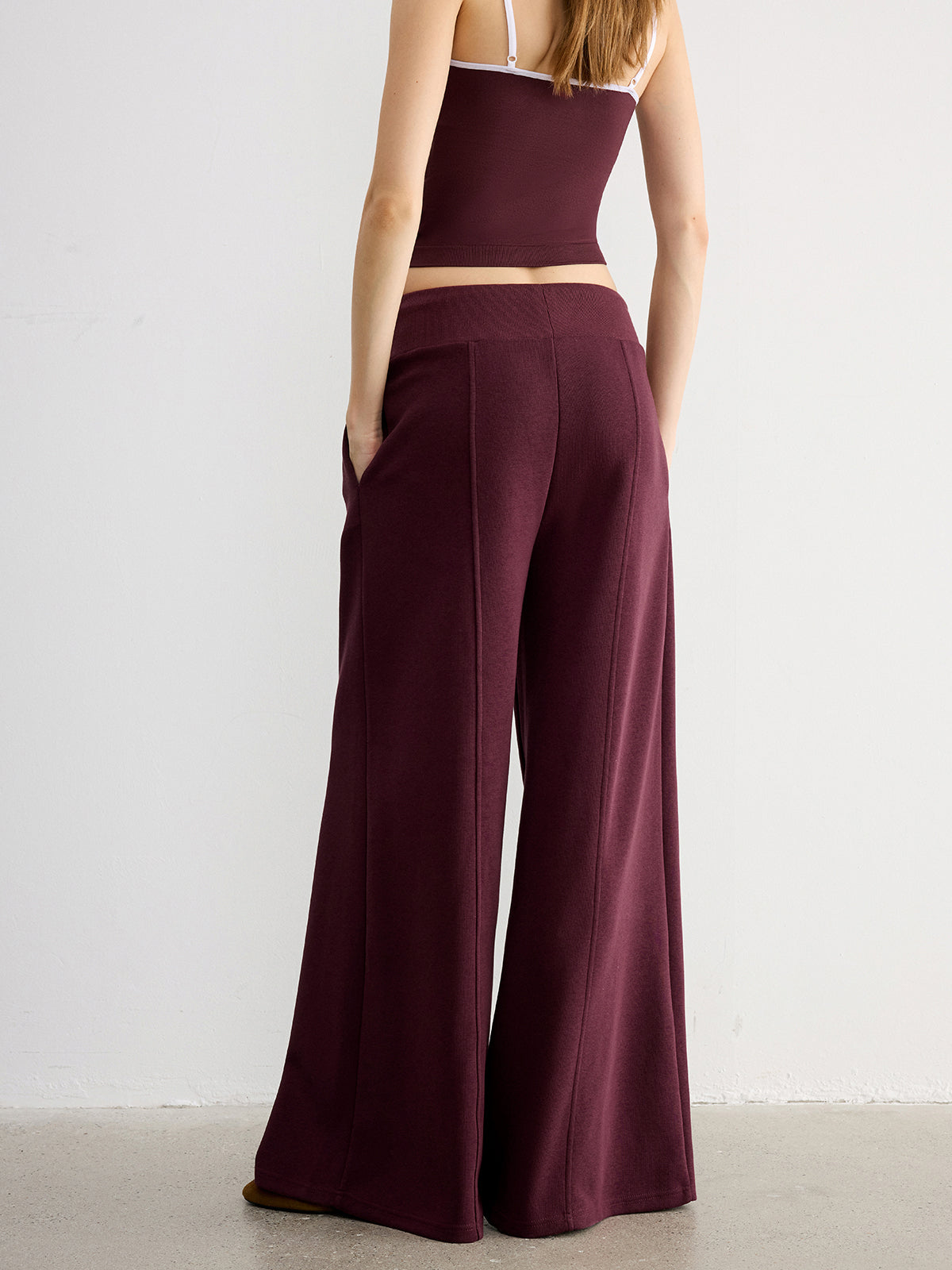 Drawstring Wide-Leg Knit Pants-Chicvia