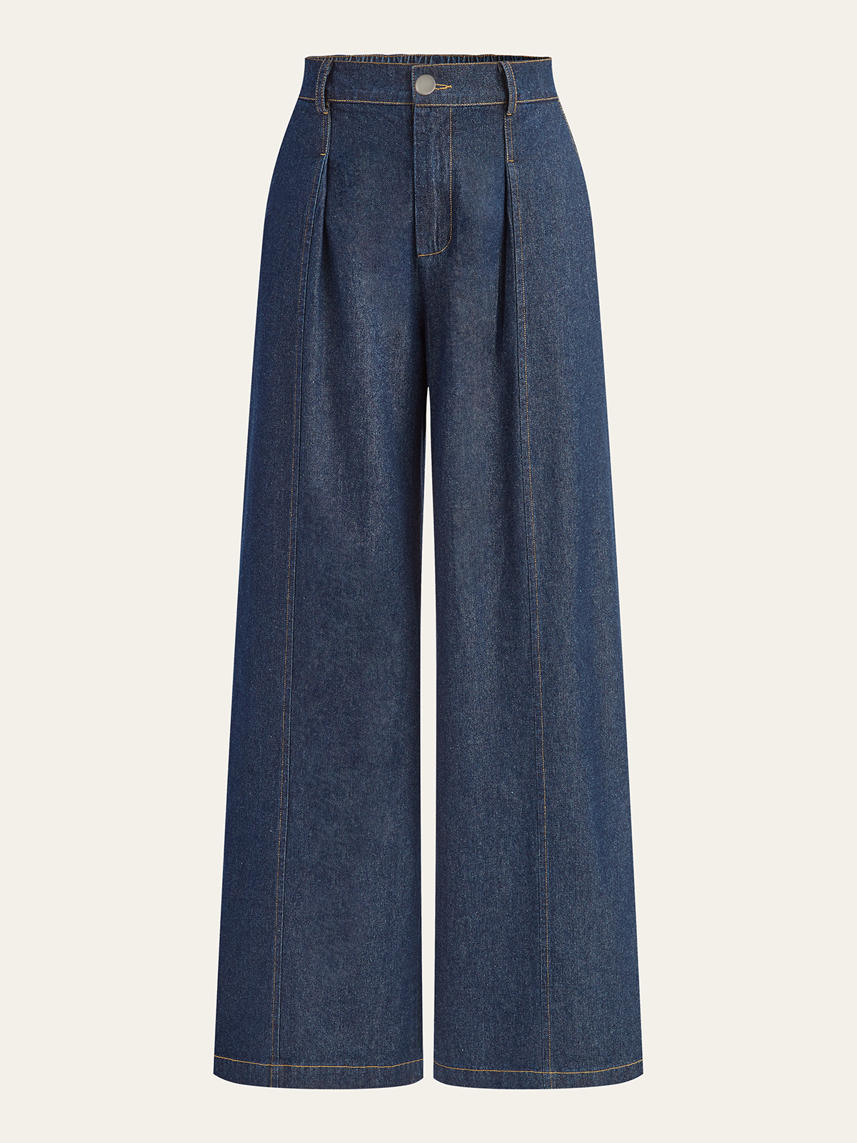 Mid-Waisted Wide-Leg Denim Pants-Chicvia