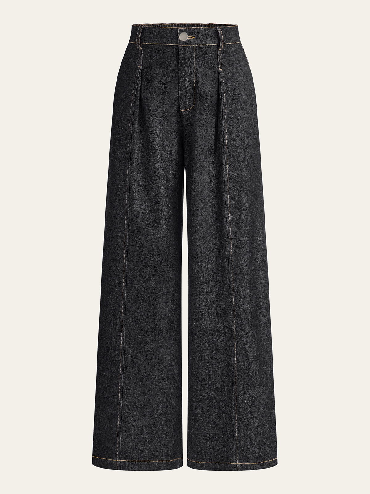 Mid-Waisted Wide-Leg Denim Pants-Chicvia