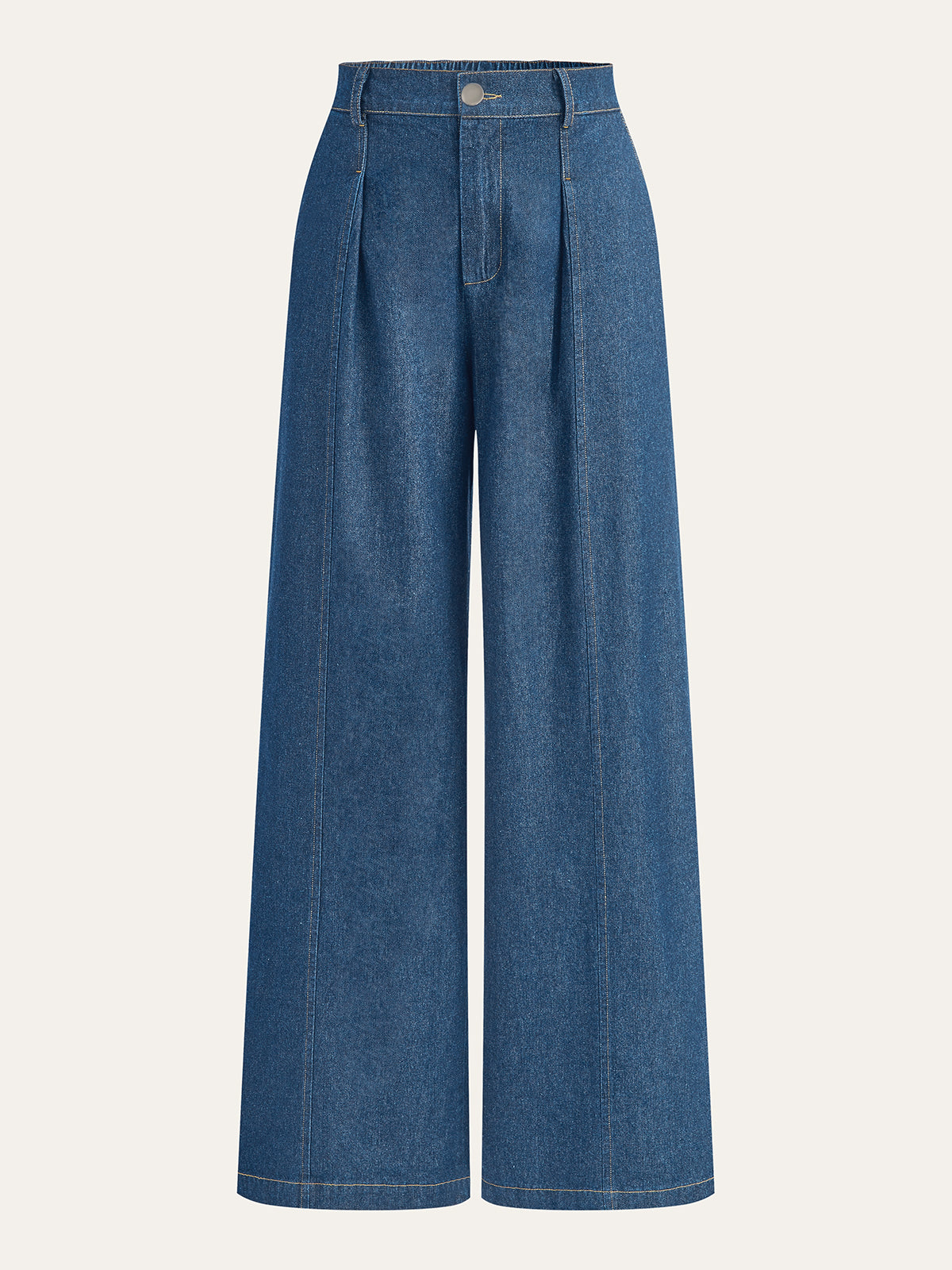 Mid-Waisted Wide-Leg Denim Pants-Chicvia