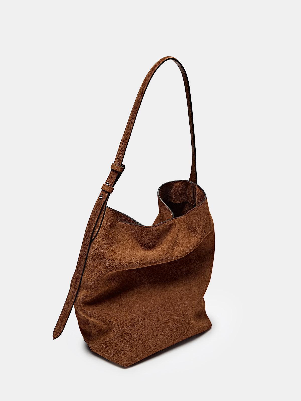 Faux Suede Slouchy Hobo Bag-Chicvia