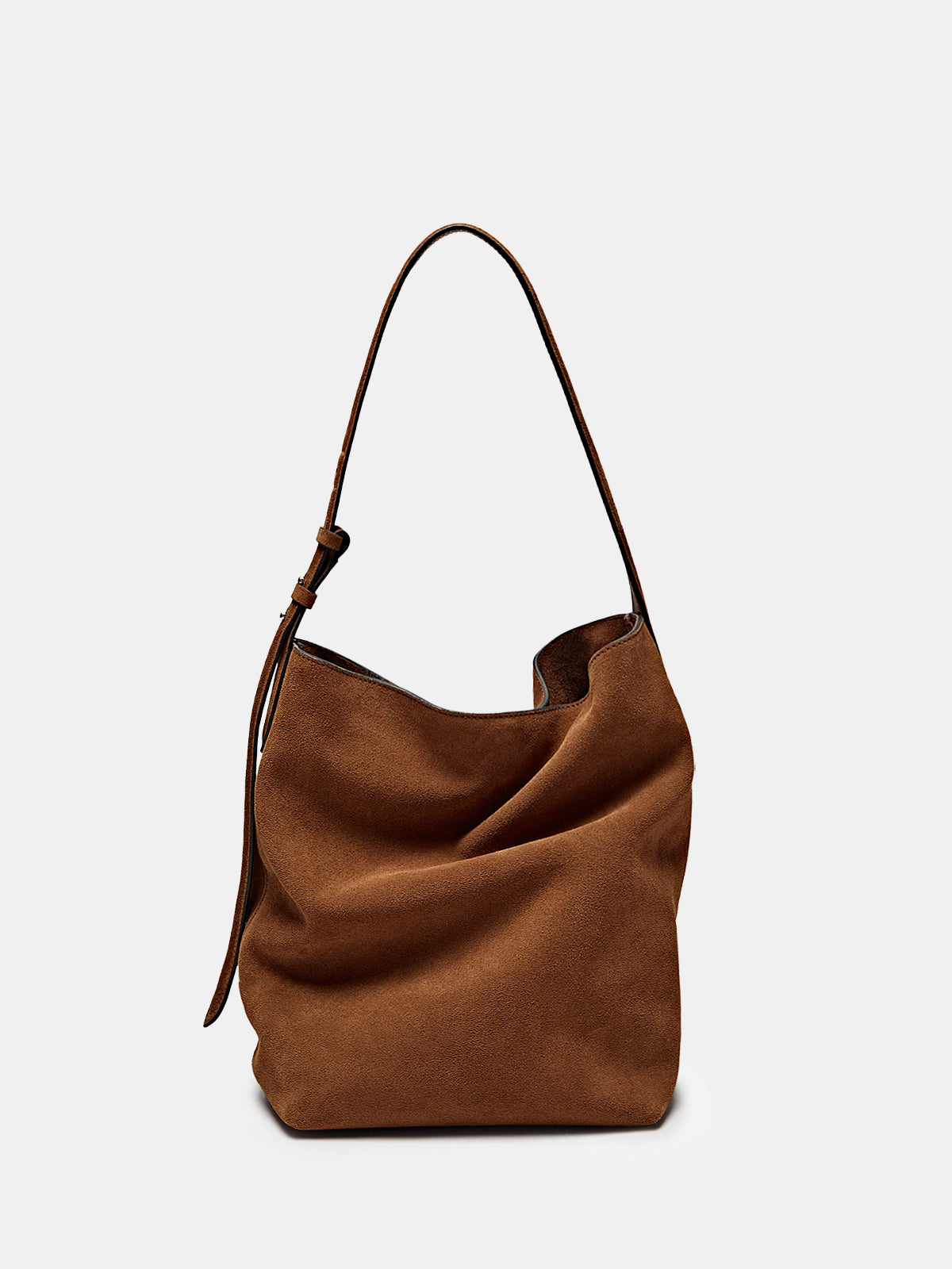 Faux Suede Slouchy Hobo Bag-Chicvia