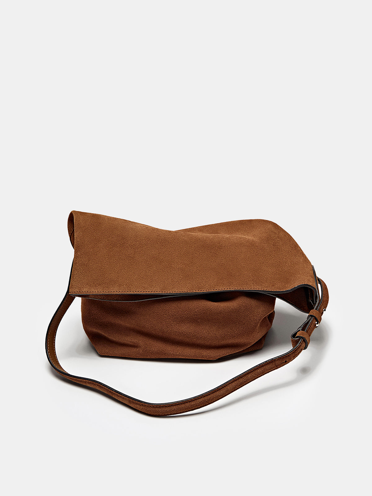 Faux Suede Slouchy Hobo Bag-Chicvia