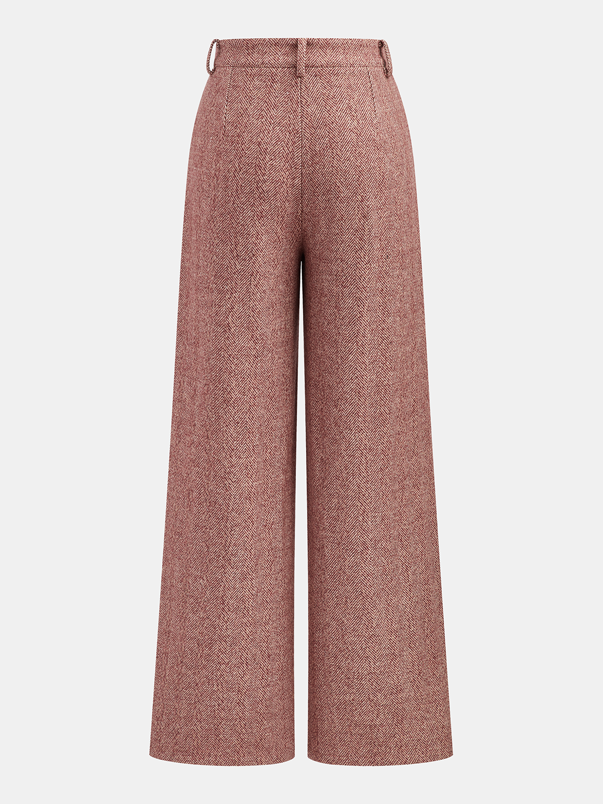 Herringbone Wool-Blend Wide-Leg Pants-Chicvia
