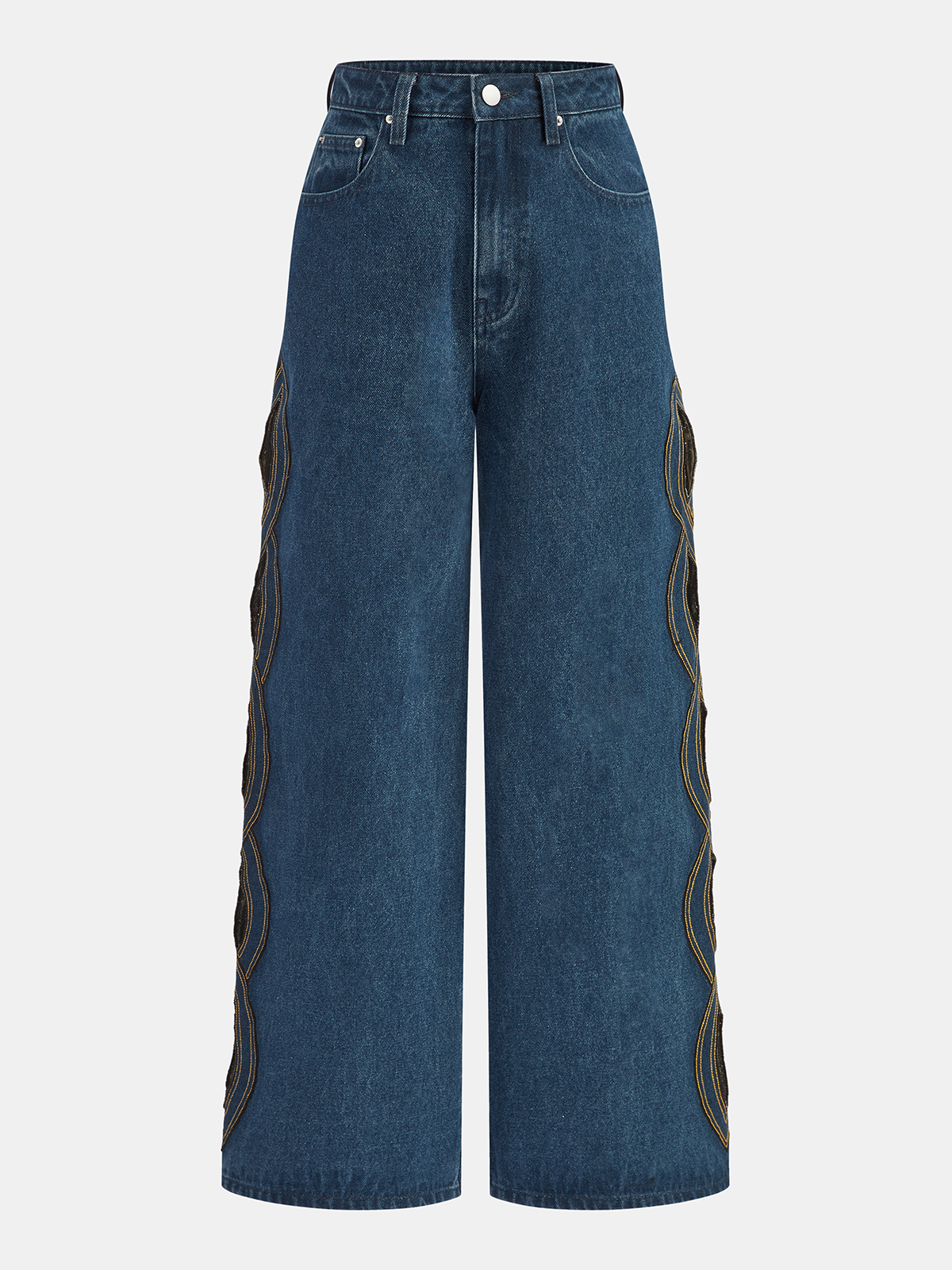 Irregular Cut-out Jeans-Chicvia