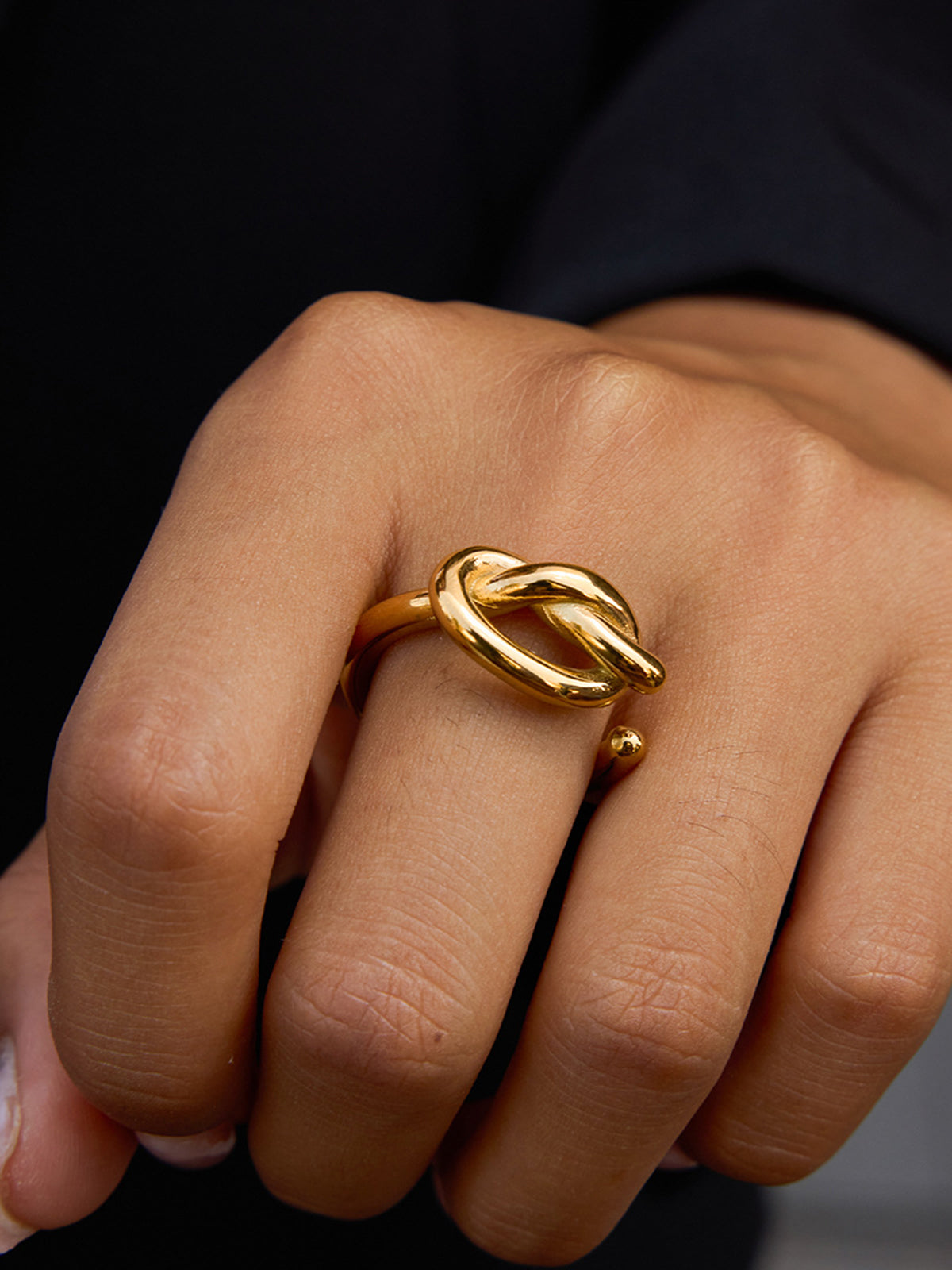 Golden Knot-Design Open Ring-Chicvia