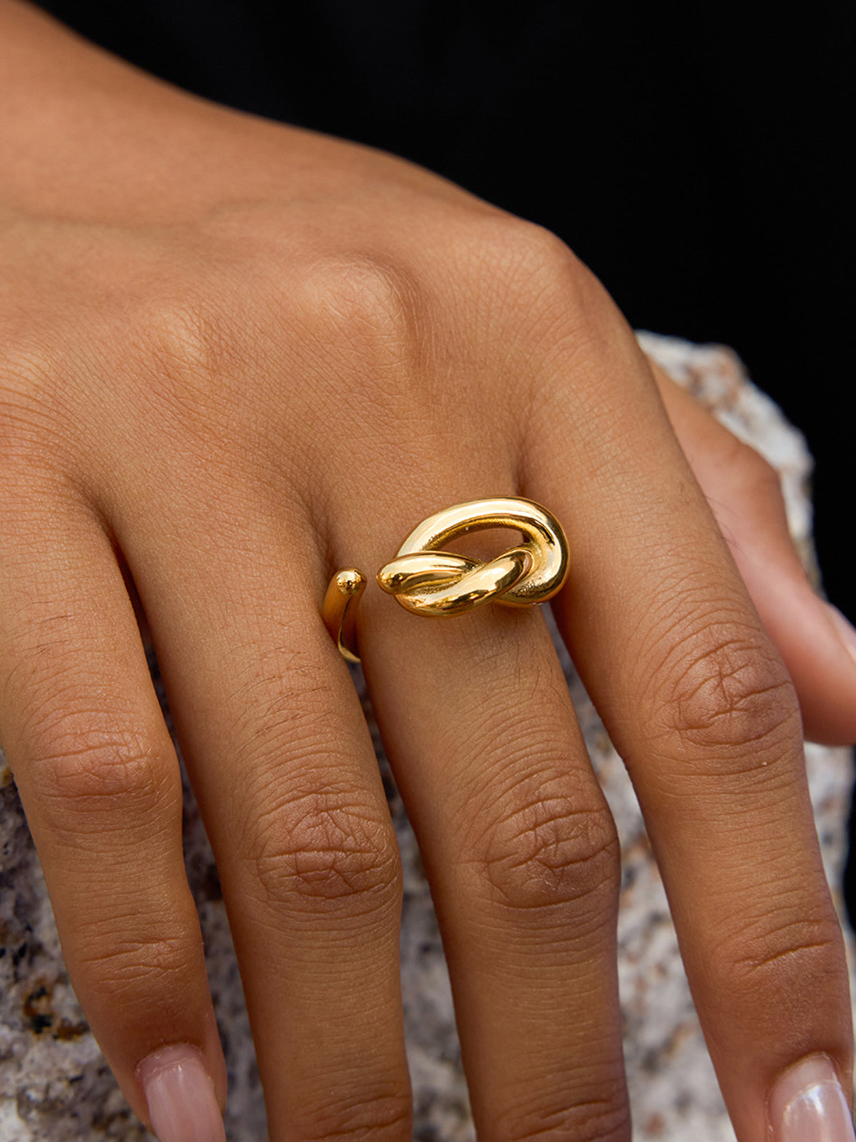 Golden Knot-Design Open Ring-Chicvia