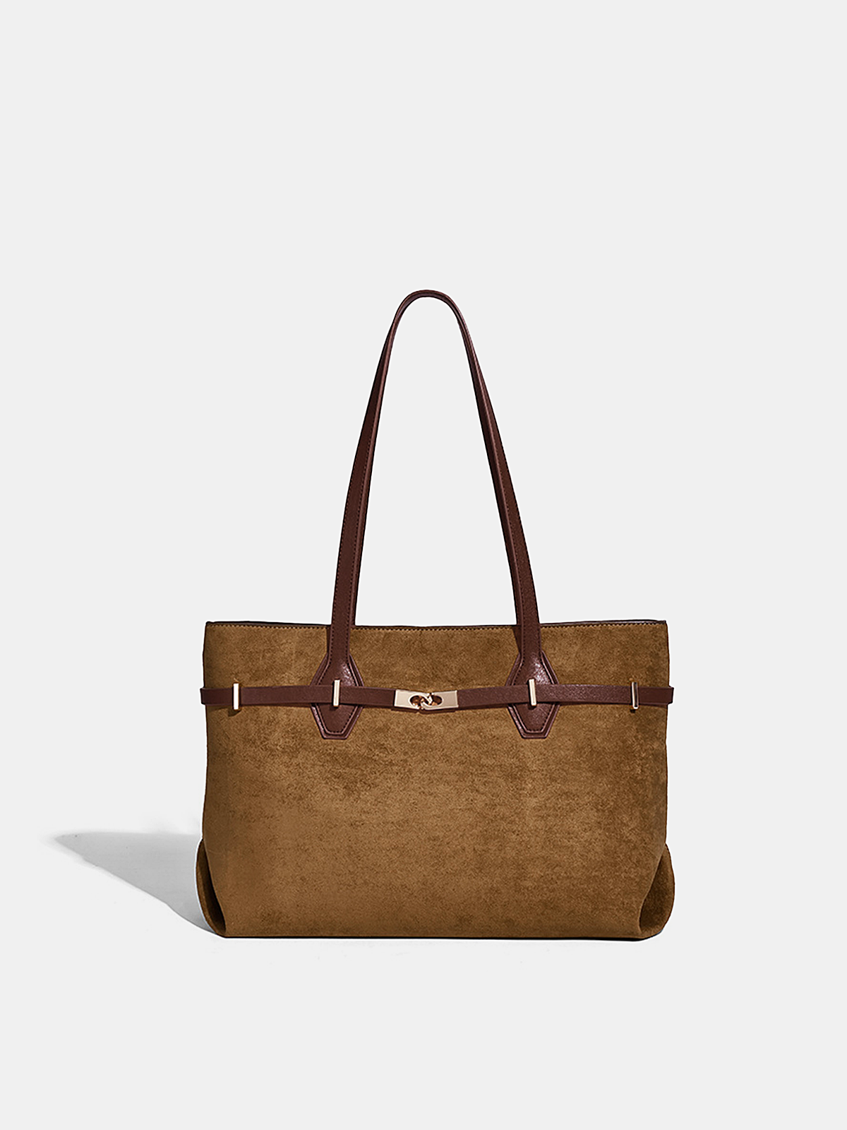 Contrast Strap Suede Effect Tote Bag-Chicvia