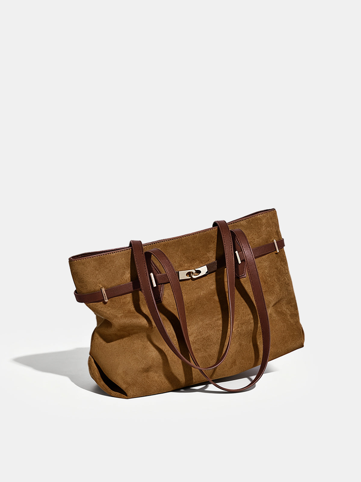 Contrast Strap Suede Effect Tote Bag-Chicvia