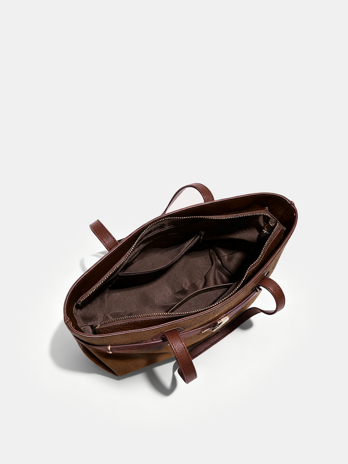 Contrast Strap Suede Effect Tote Bag-Chicvia