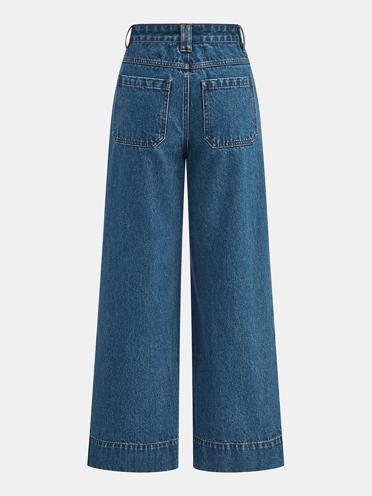 Denim Mid-Waist Wide-Leg Jeans-Chicvia