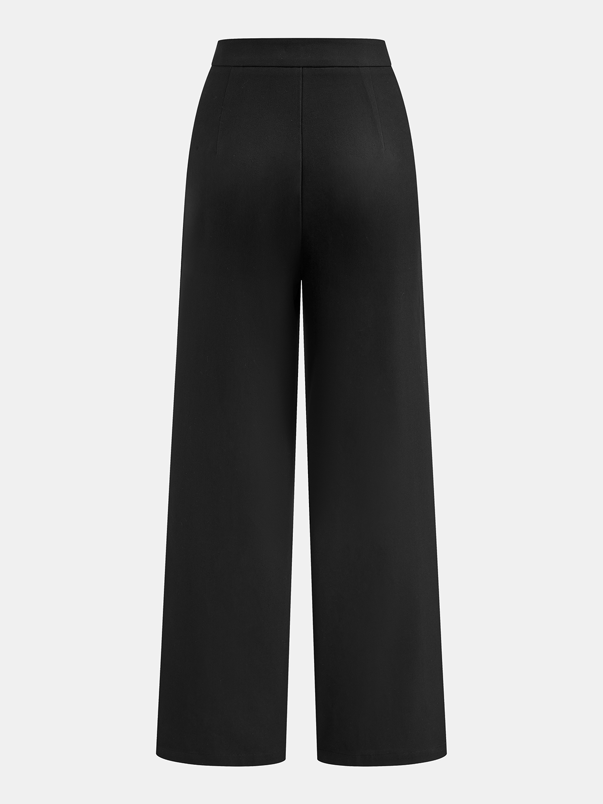 Metal Detail Mid-Waist Pleated Wide-Leg Pants-Chicvia