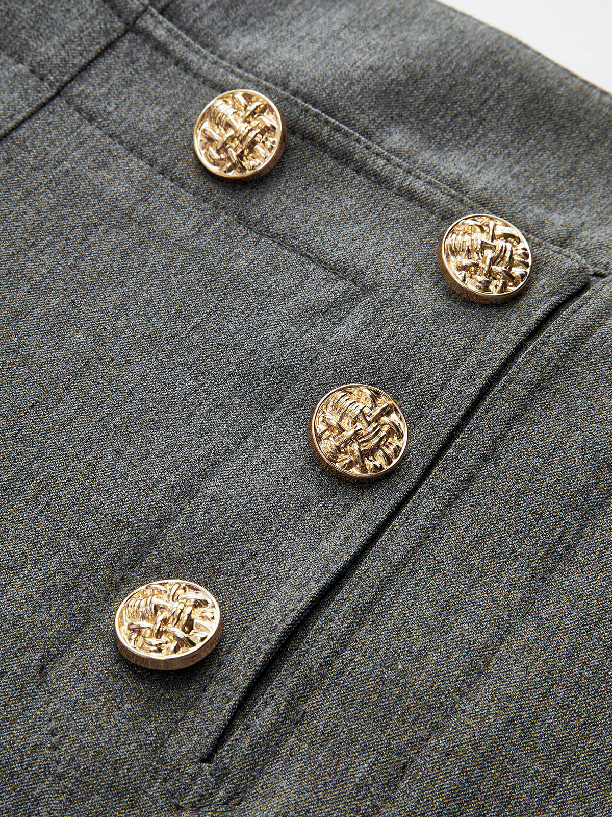 Metal Detail Wide-Leg Pants-Chicvia