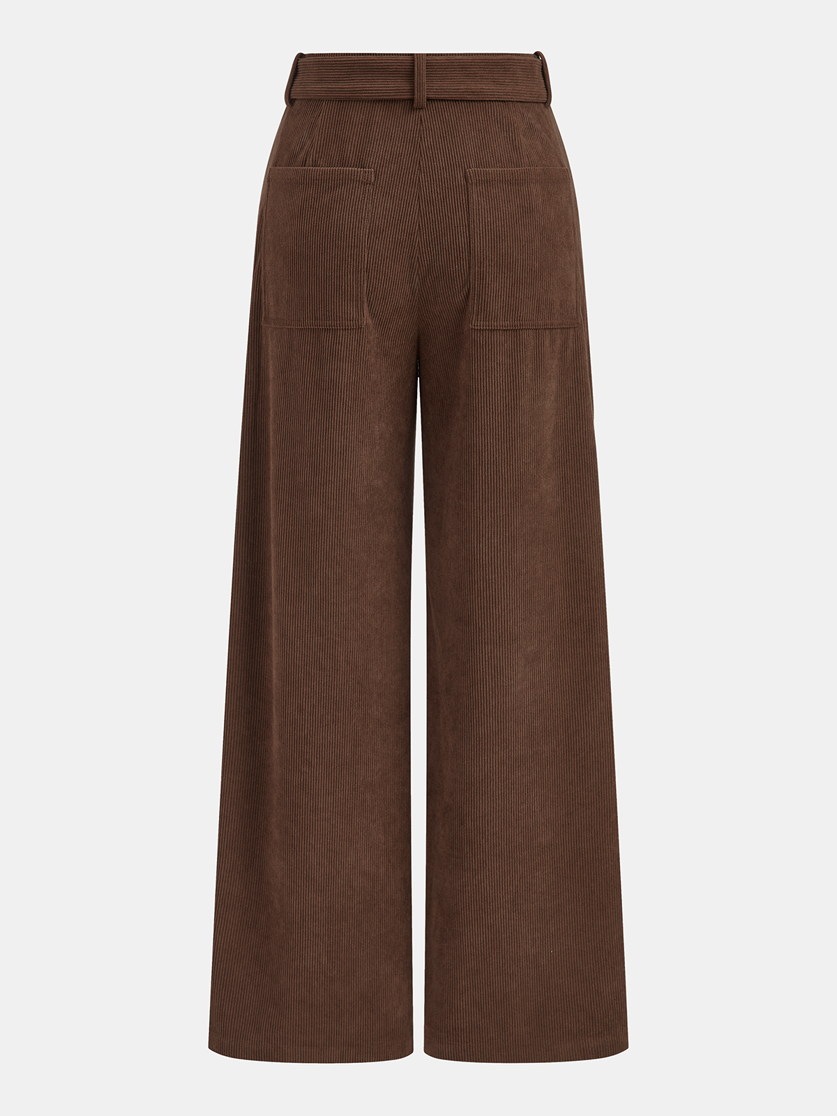 Corduroy Belted Wide-Leg Pants-Chicvia
