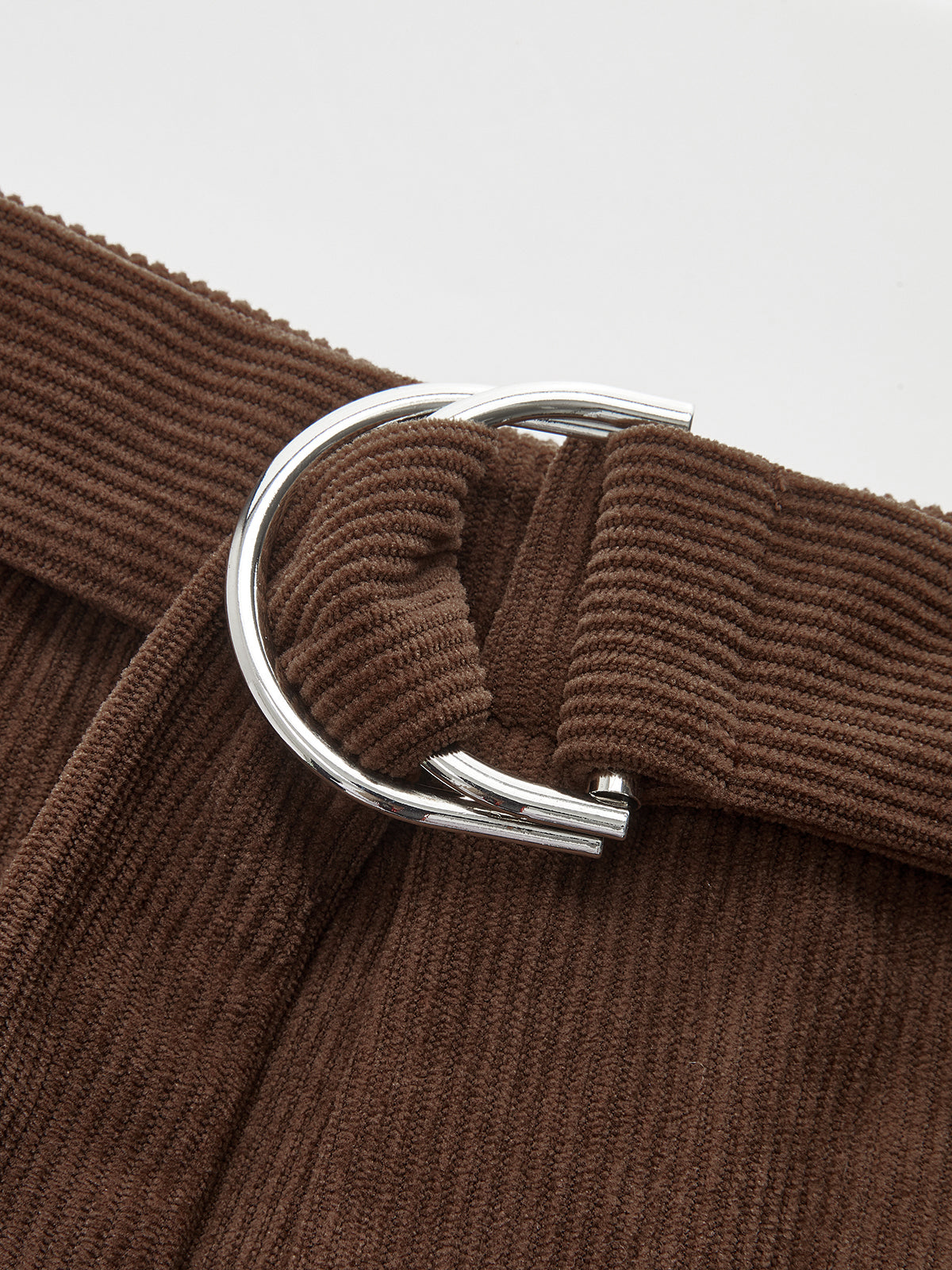 Corduroy Belted Wide-Leg Pants-Chicvia