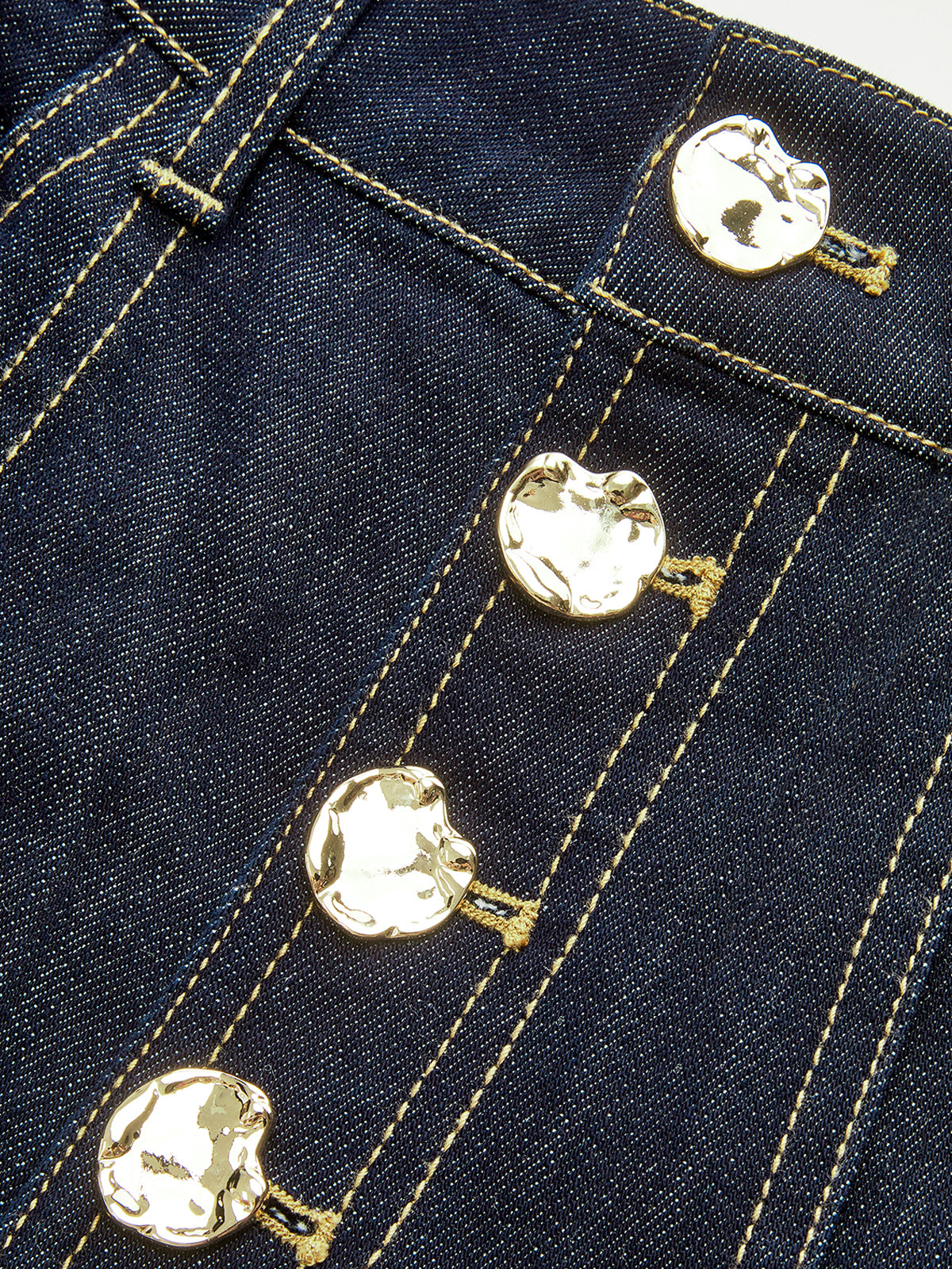 High-Waist Button Wide-Leg Denim Pants-Chicvia