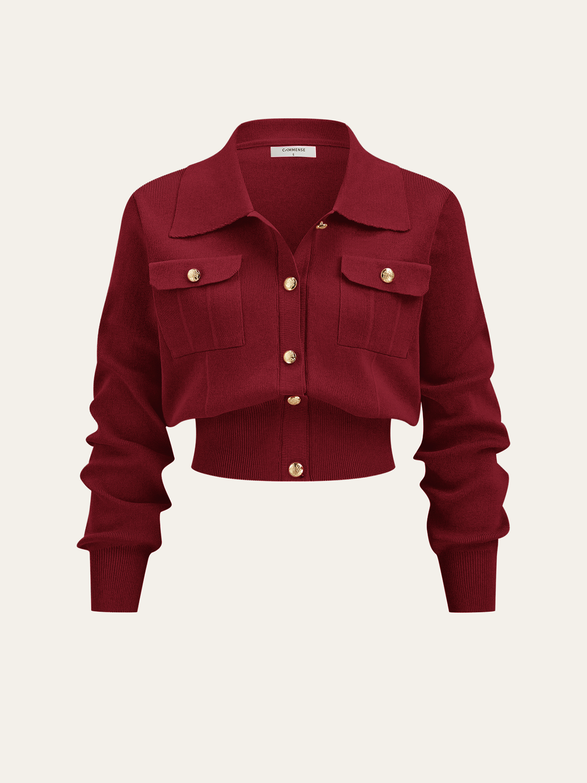 Metal Button Collared Cardigan and Midi Skirt Set-Chicvia