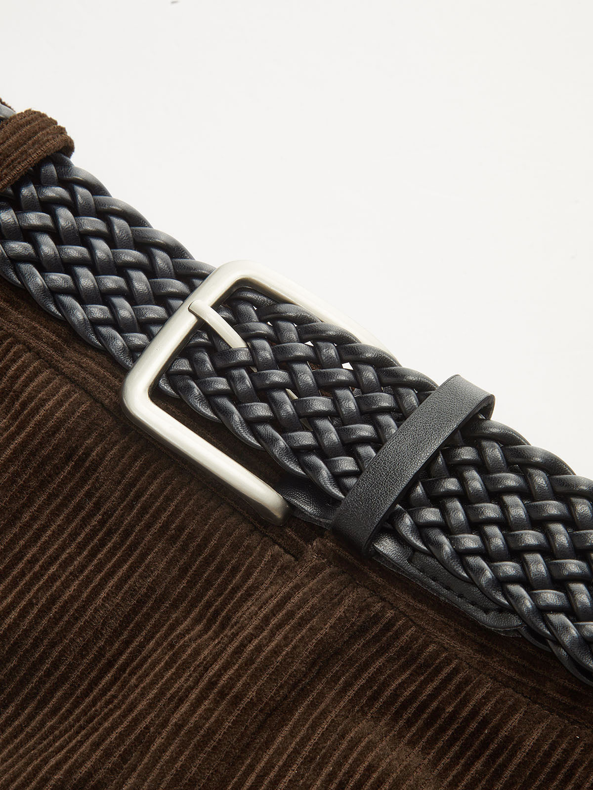 Mid-Waist Corduroy Belted Pants-Chicvia