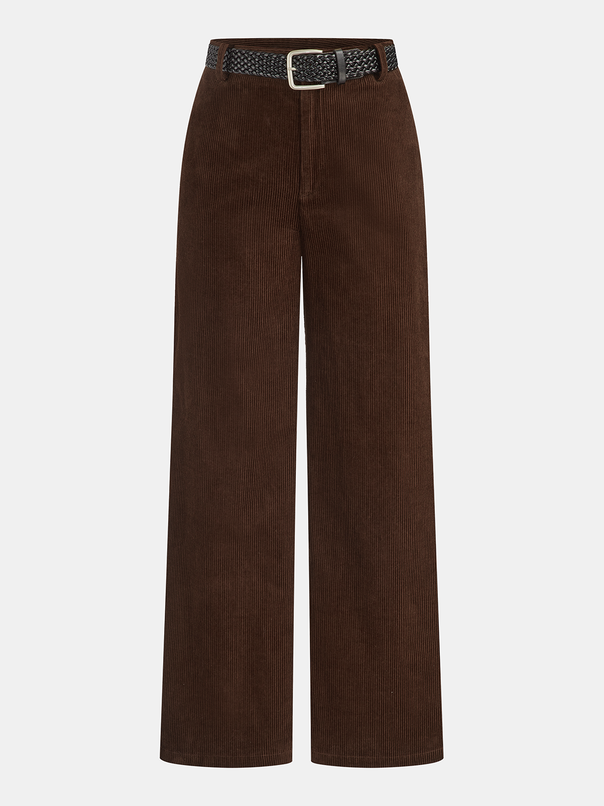 Mid-Waist Corduroy Belted Pants-Chicvia
