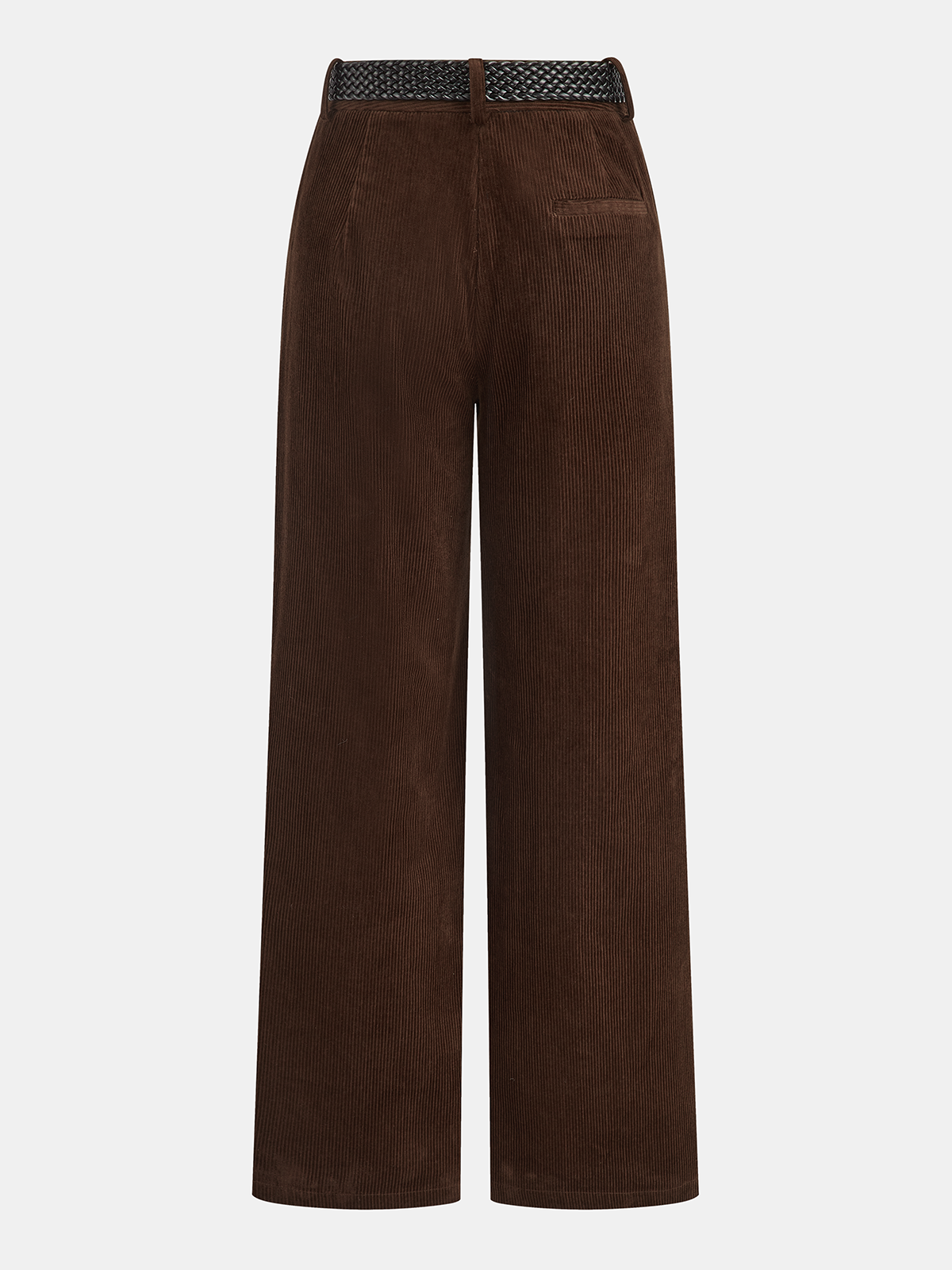 Mid-Waist Corduroy Belted Pants-Chicvia