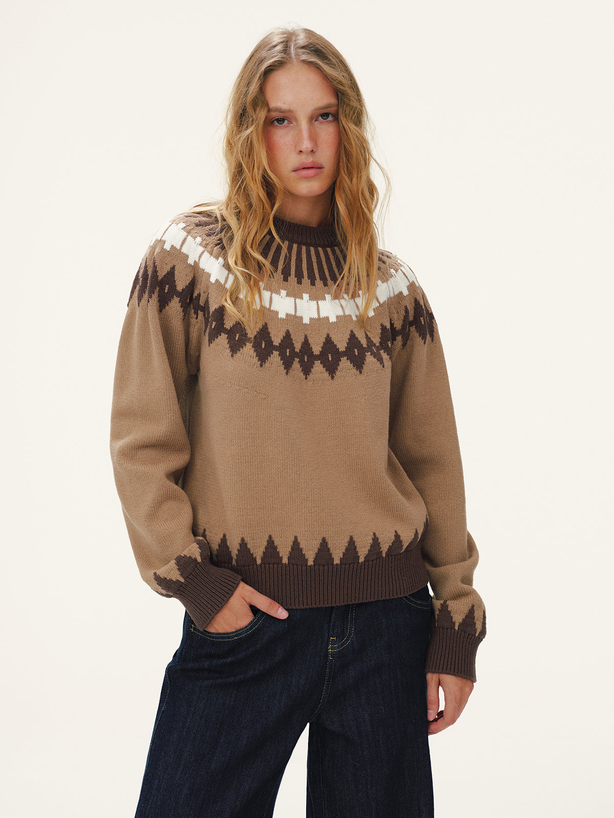 Fair Isle Knitted Sweater-Chicvia