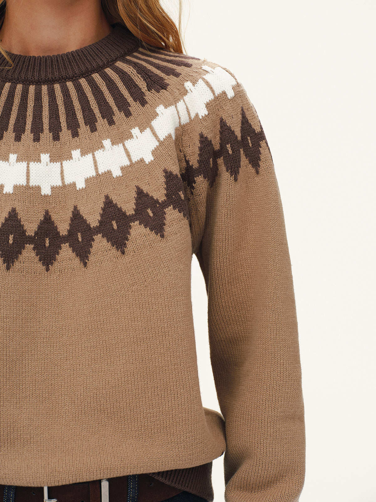 Fair Isle Knitted Sweater-Chicvia