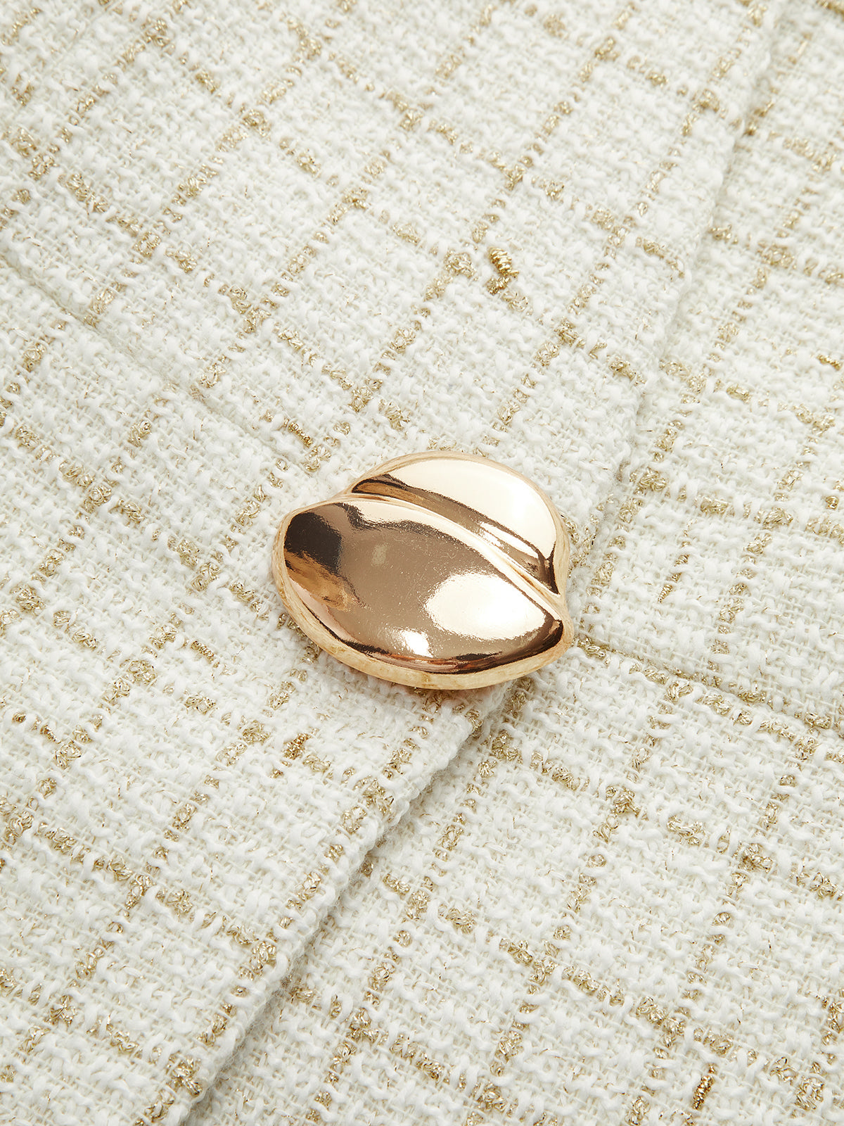 Metal Button Tweed Blazer-Chicvia