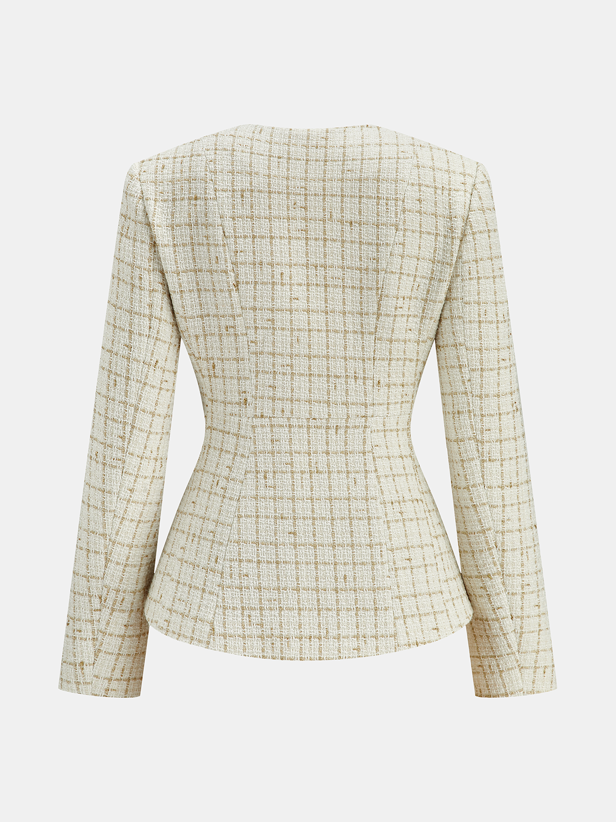 Metal Button Tweed Blazer-Chicvia