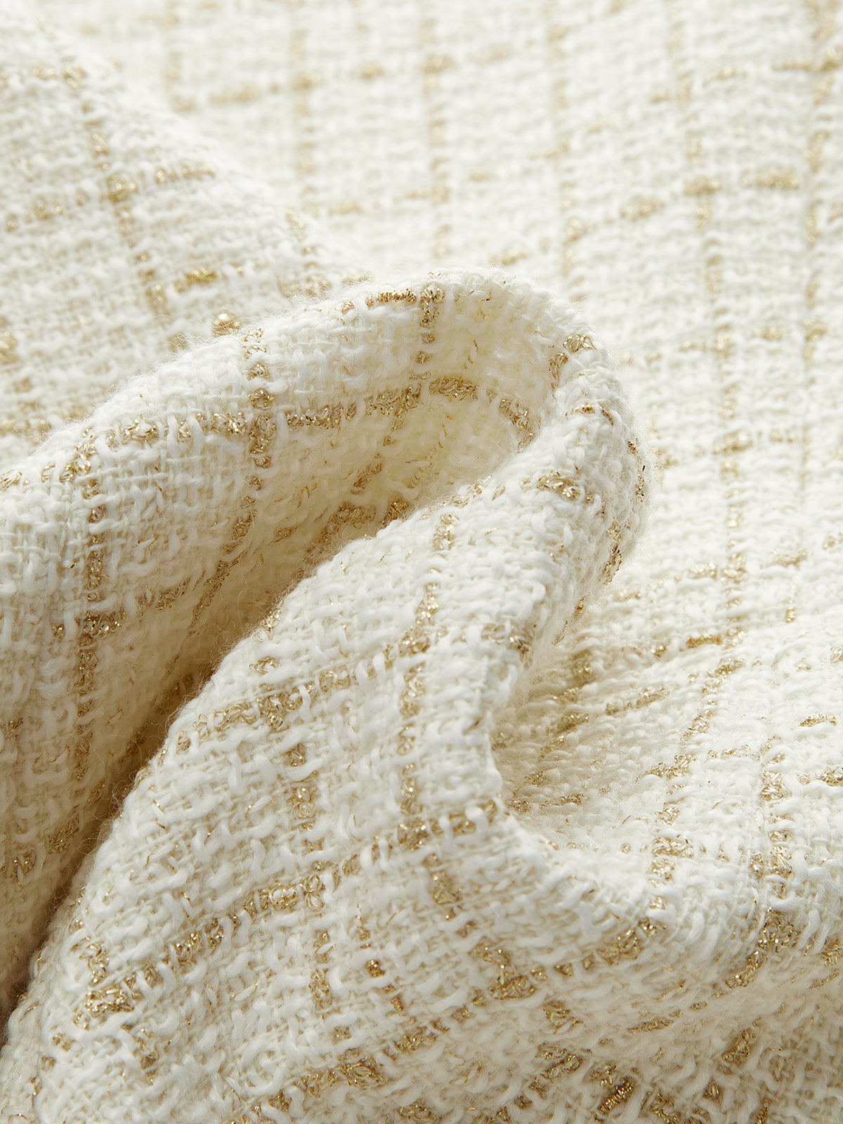 Metal Button Tweed Blazer-Chicvia