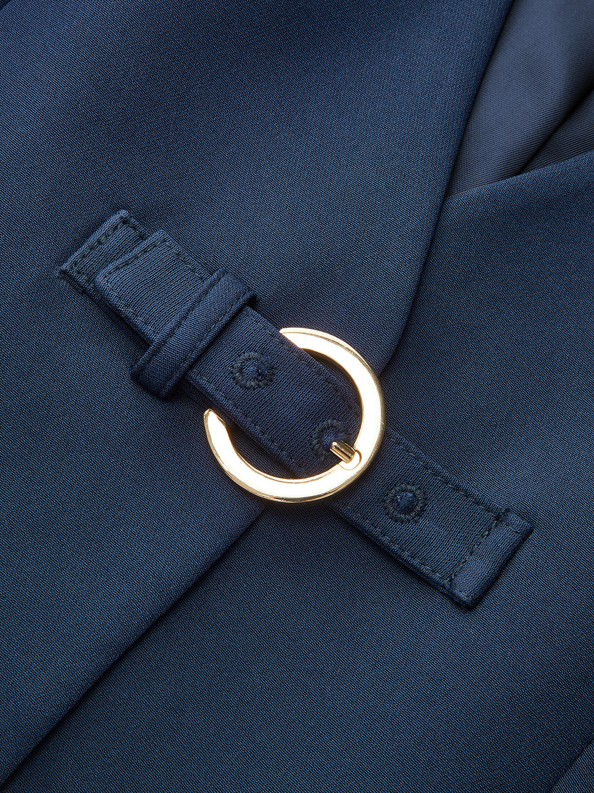 Buckle Detail Sleeveless V-Neck Vest-Chicvia